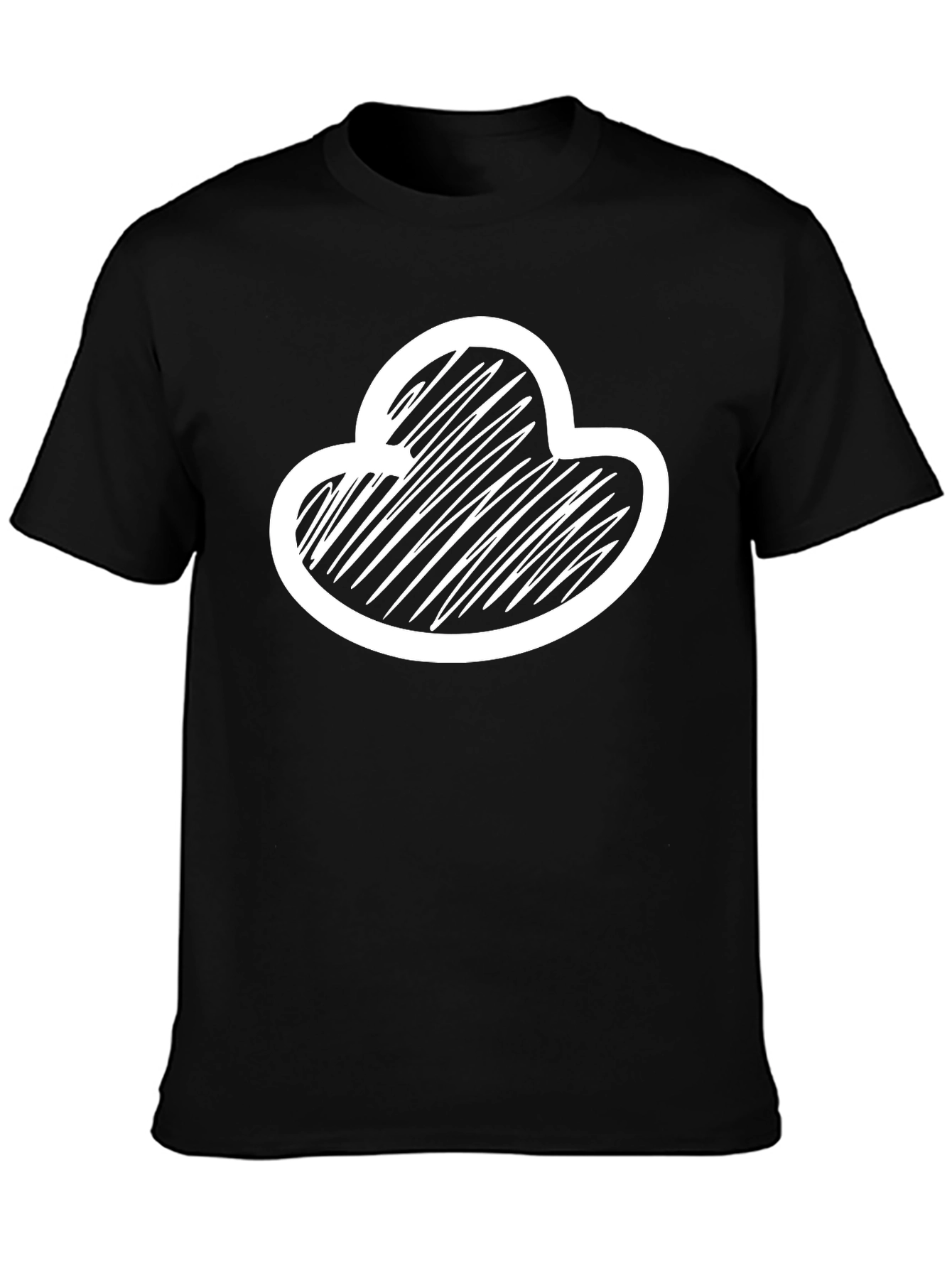 Abstract Cloud Scribble Graphic Tee - Black Cotton Blend