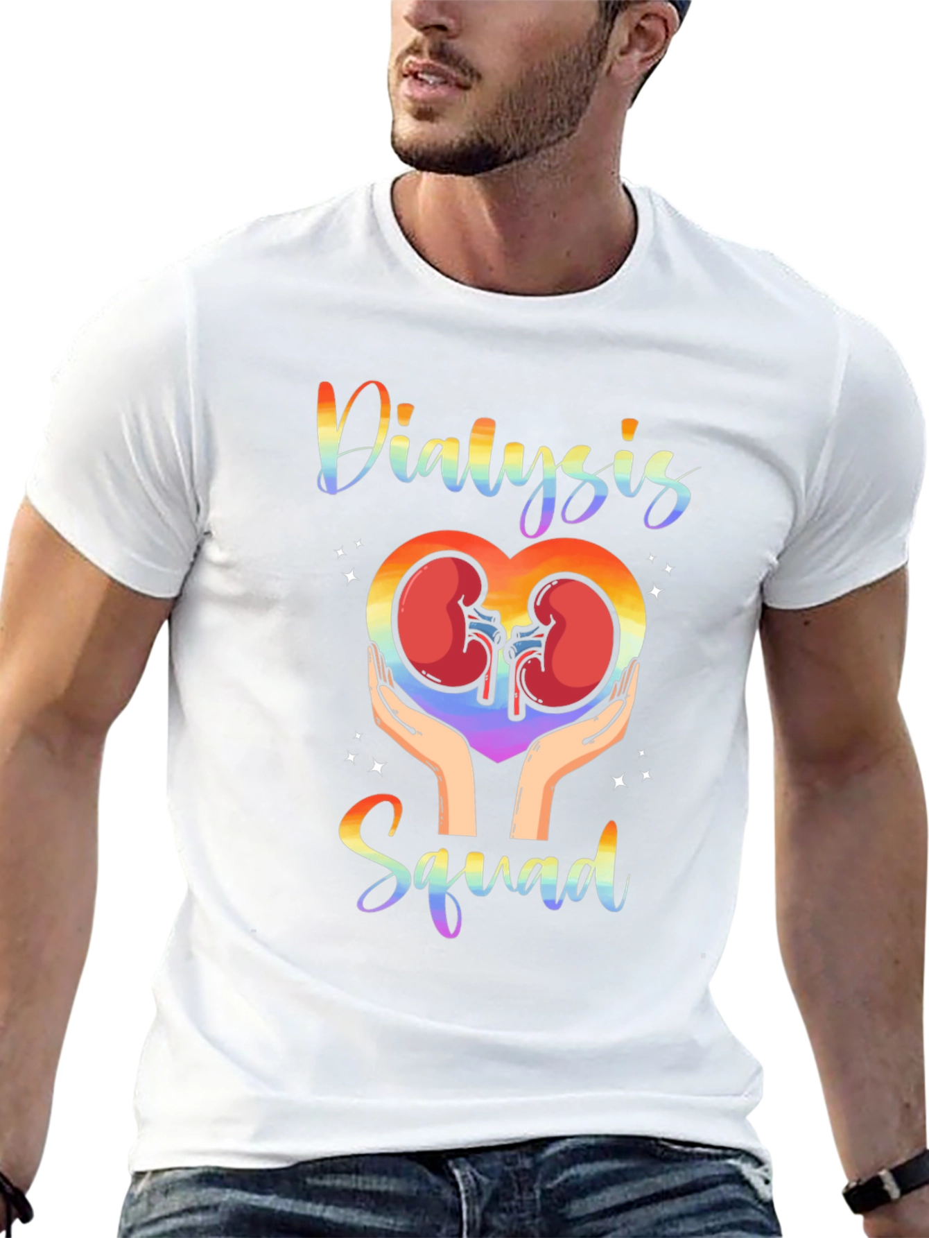 Dialysis Squad Rainbow T-Shirt Kidney Support Tee