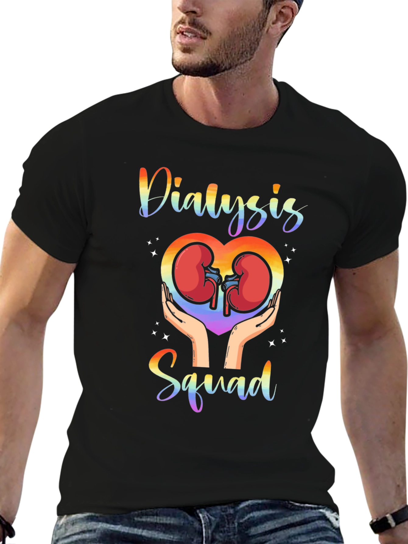 Dialysis Squad Rainbow T-Shirt Kidney Support Tee