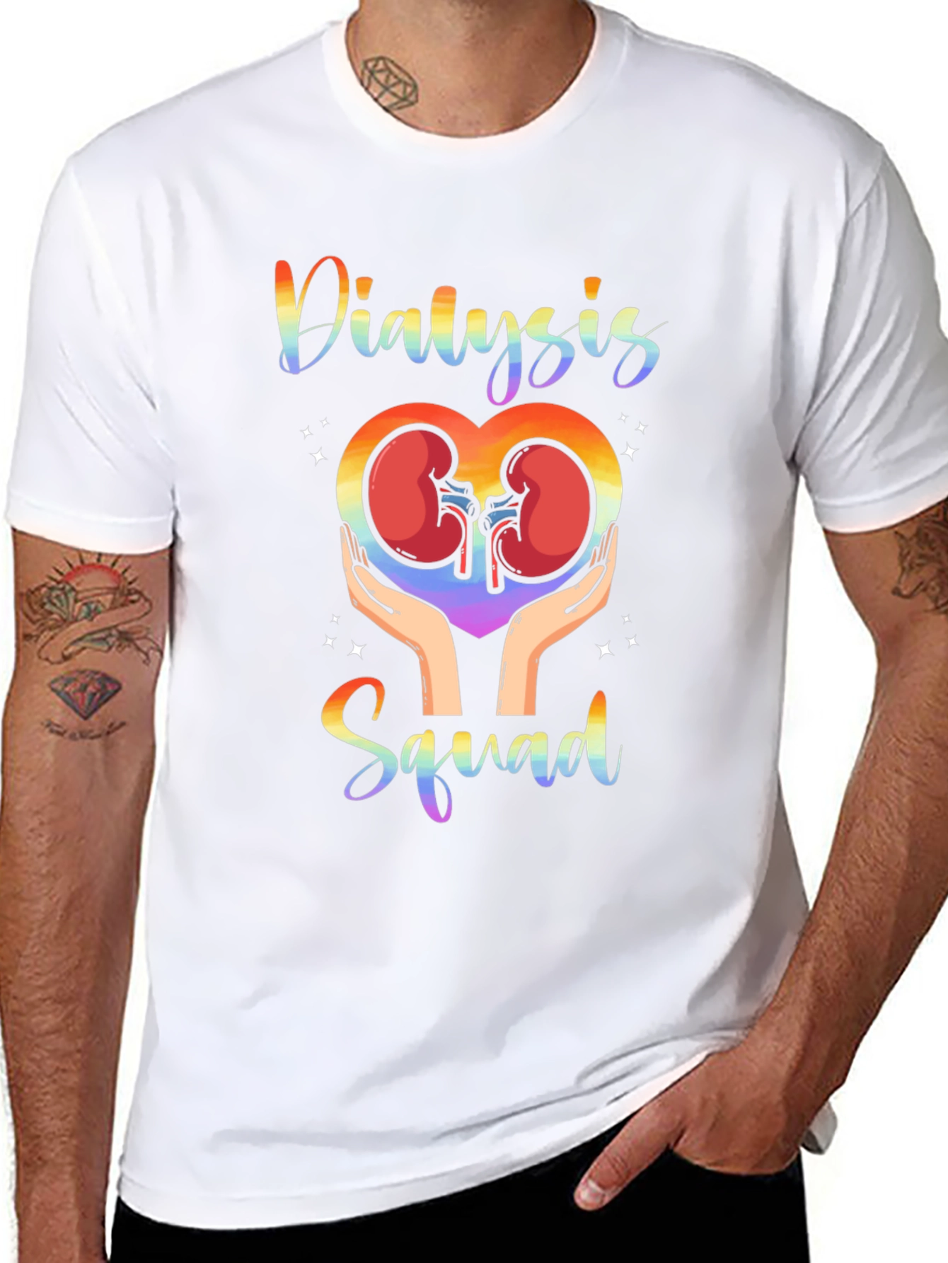 Dialysis Squad Rainbow T-Shirt Kidney Support Tee