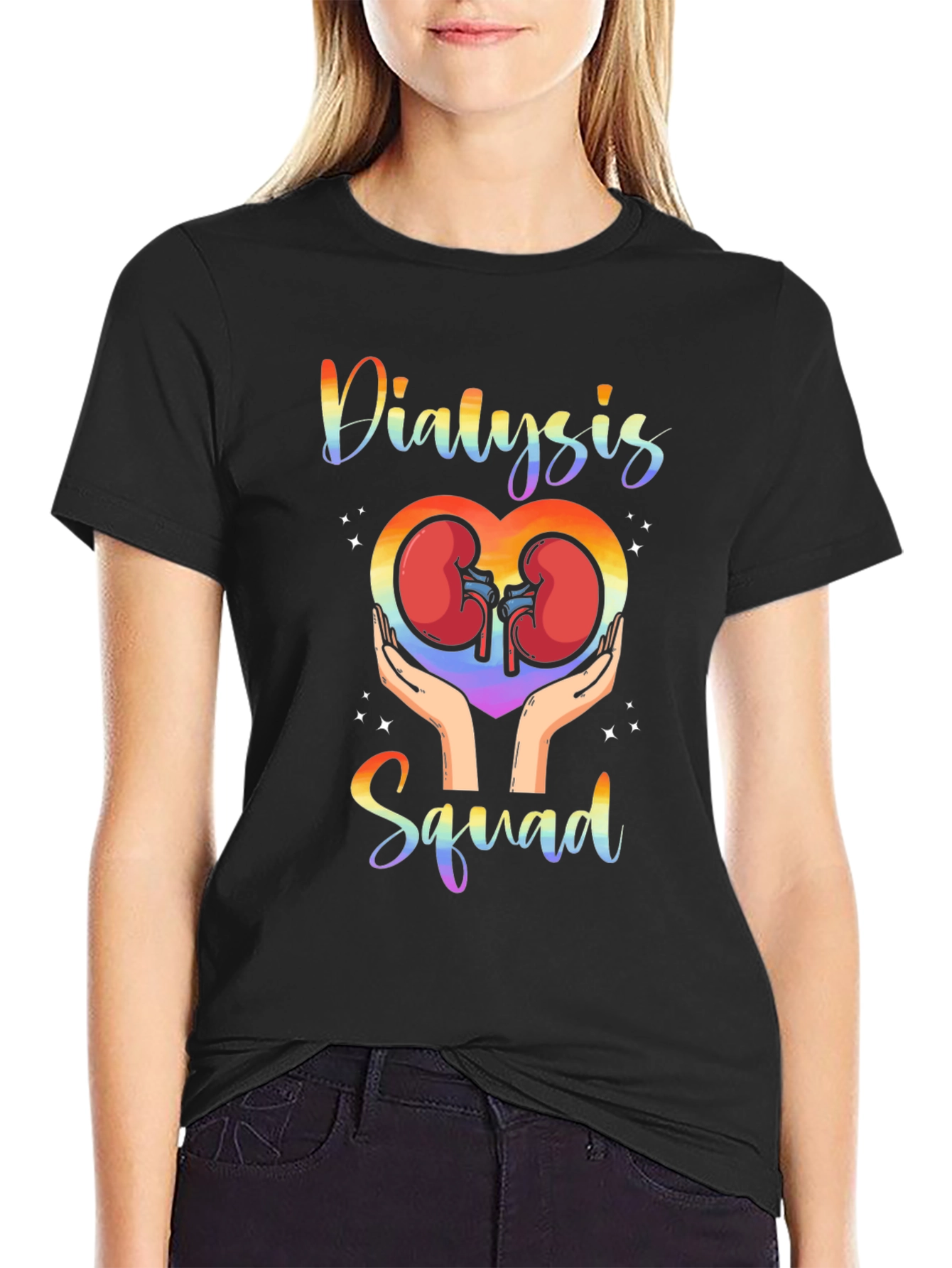 Dialysis Squad Rainbow T-Shirt Kidney Support Tee