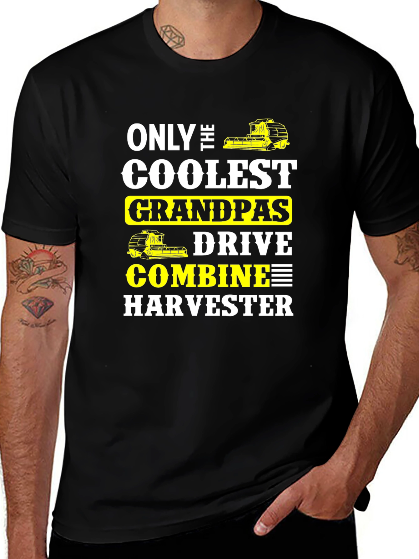 Coolest Grandpas Drive Combine Harvester T-Shirt