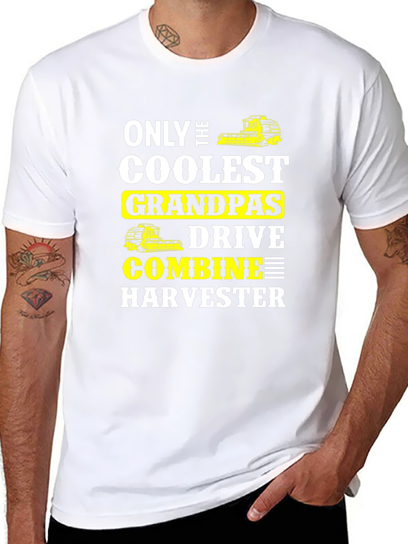 Coolest Grandpas Drive Combine Harvester T-Shirt