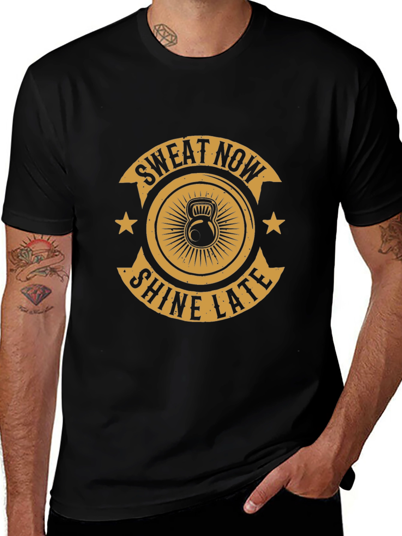 Sweat Now Shine Later Black Graphic Tee