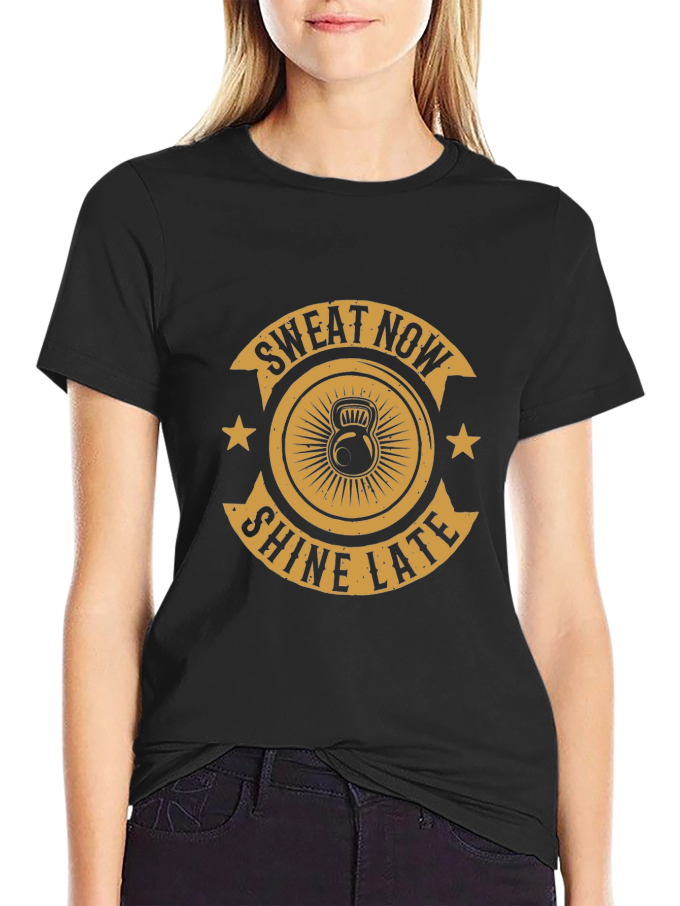 Sweat Now Shine Later Black Graphic Tee