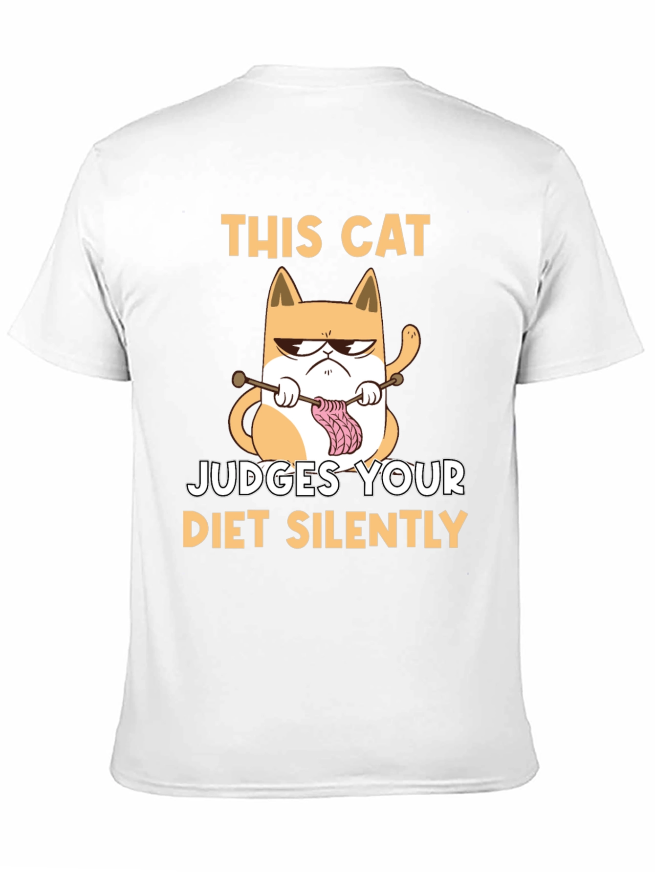 Funny Cat Knitter T-Shirt - Judges Your Diet Silently
