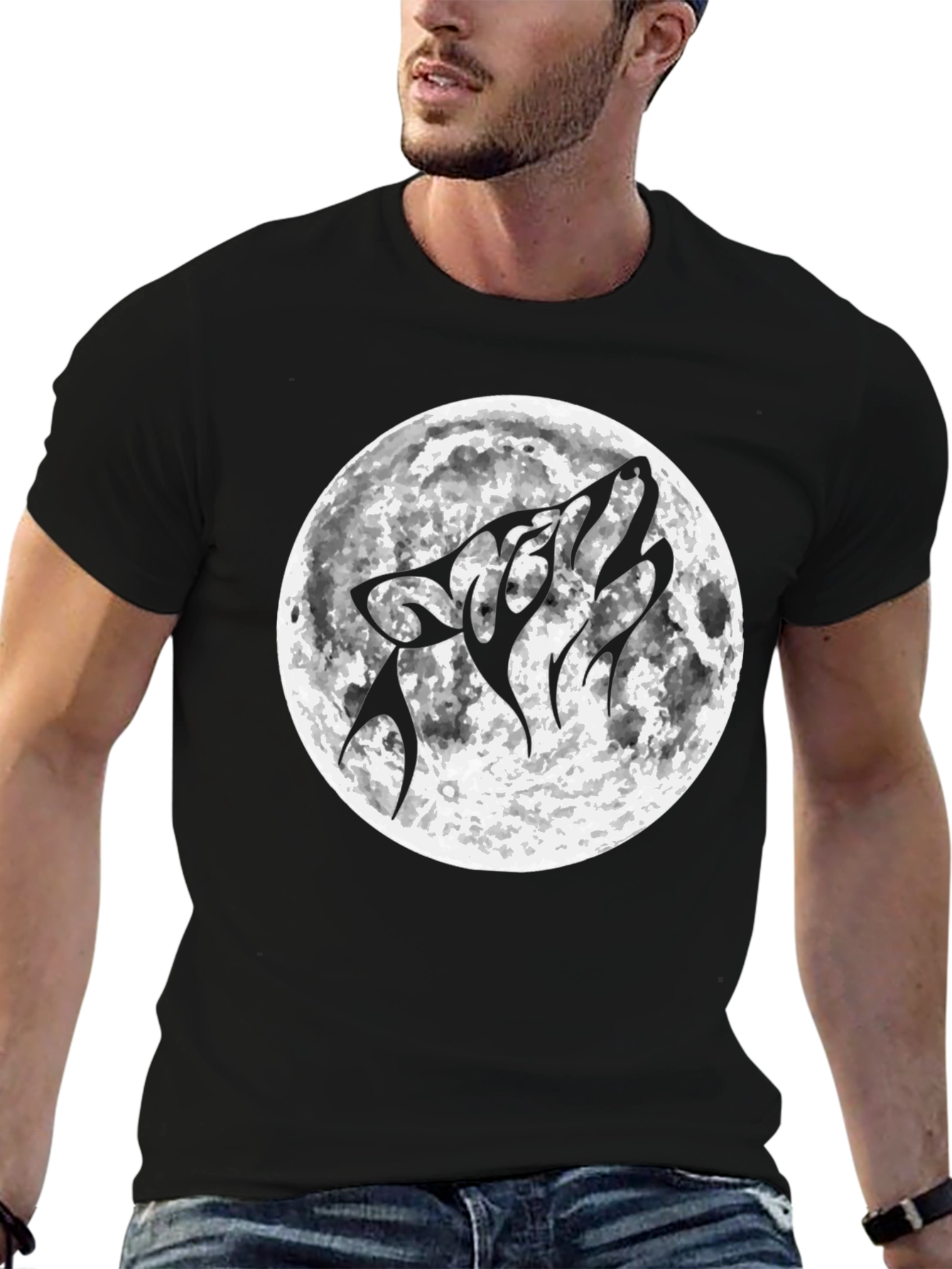 Wolf Moon Graphic Tee - Mens Black T-Shirt
