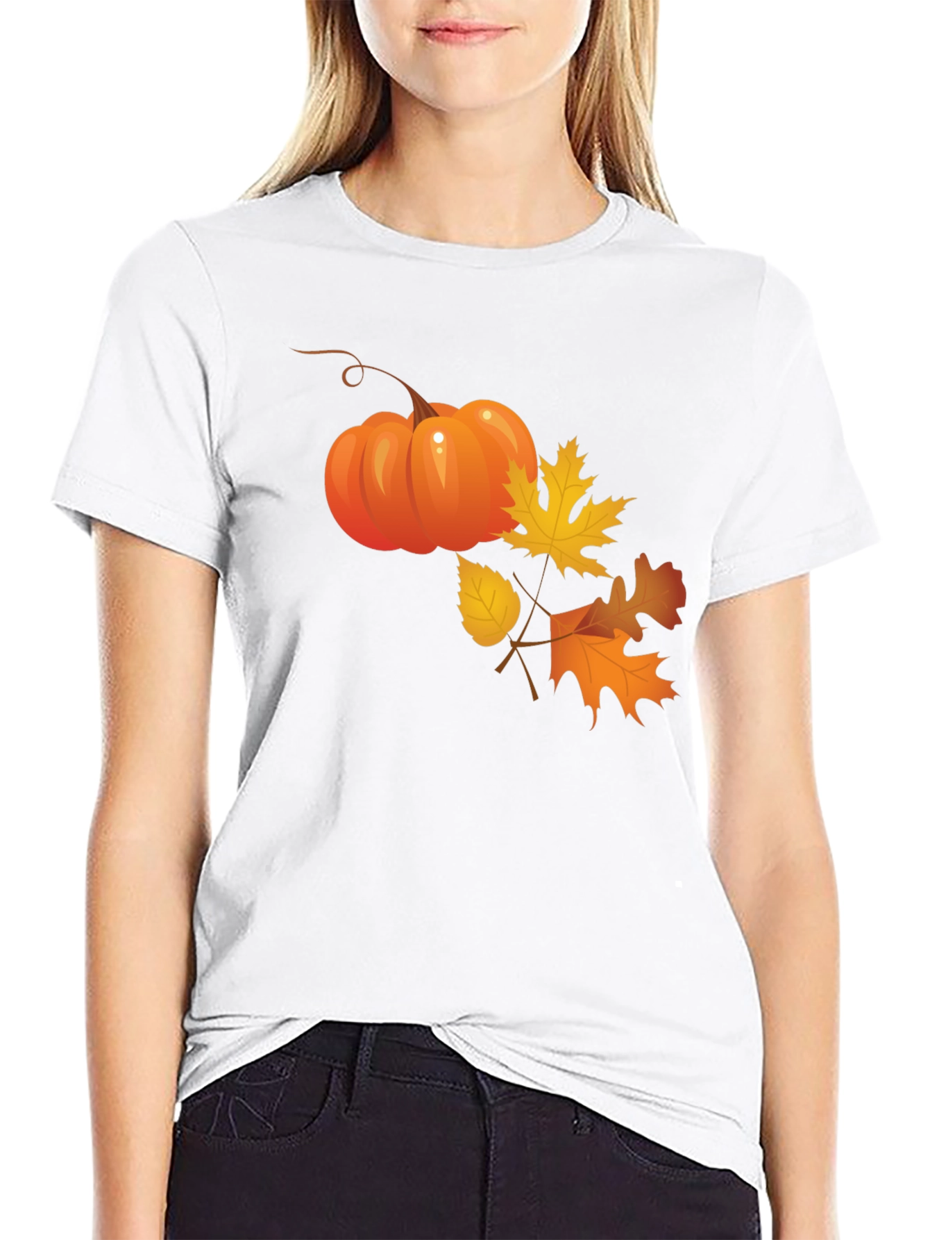 Autumn Pumpkin & Leaves Graphic Tee