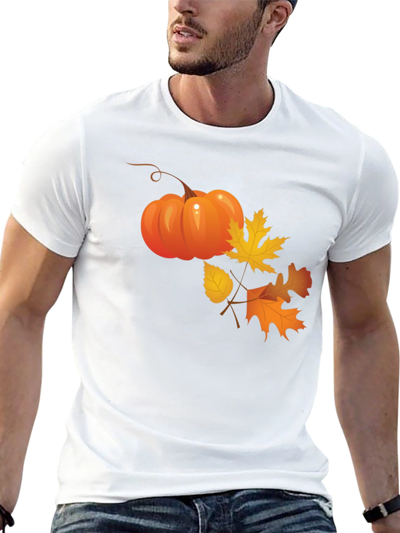 Autumn Pumpkin & Leaves Graphic Tee