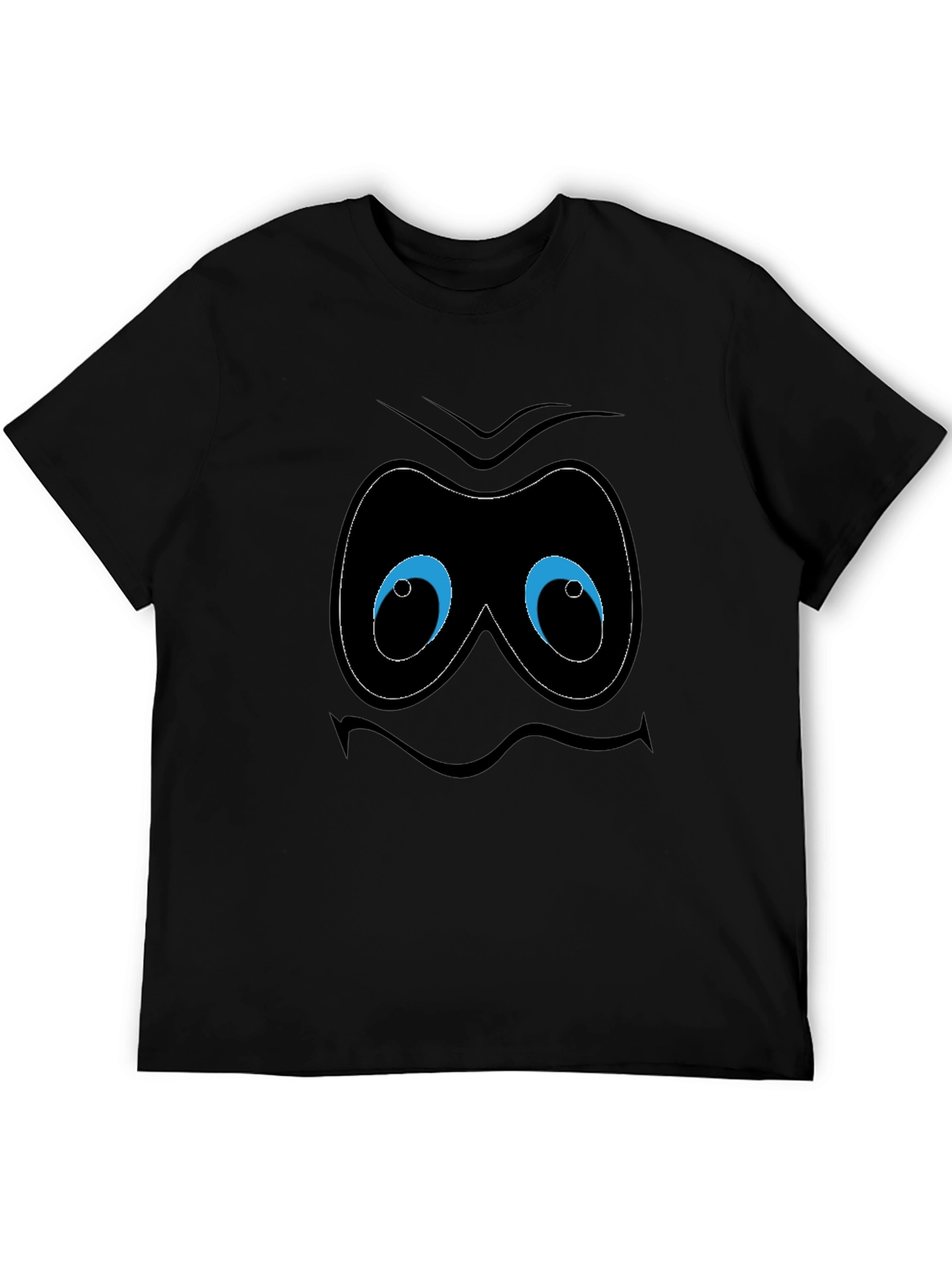 Funny Cartoon Face Black T-Shirt