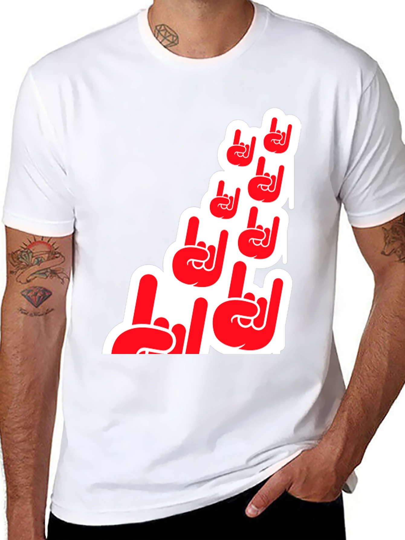 Rock On Hand Graphic T-Shirt - Black