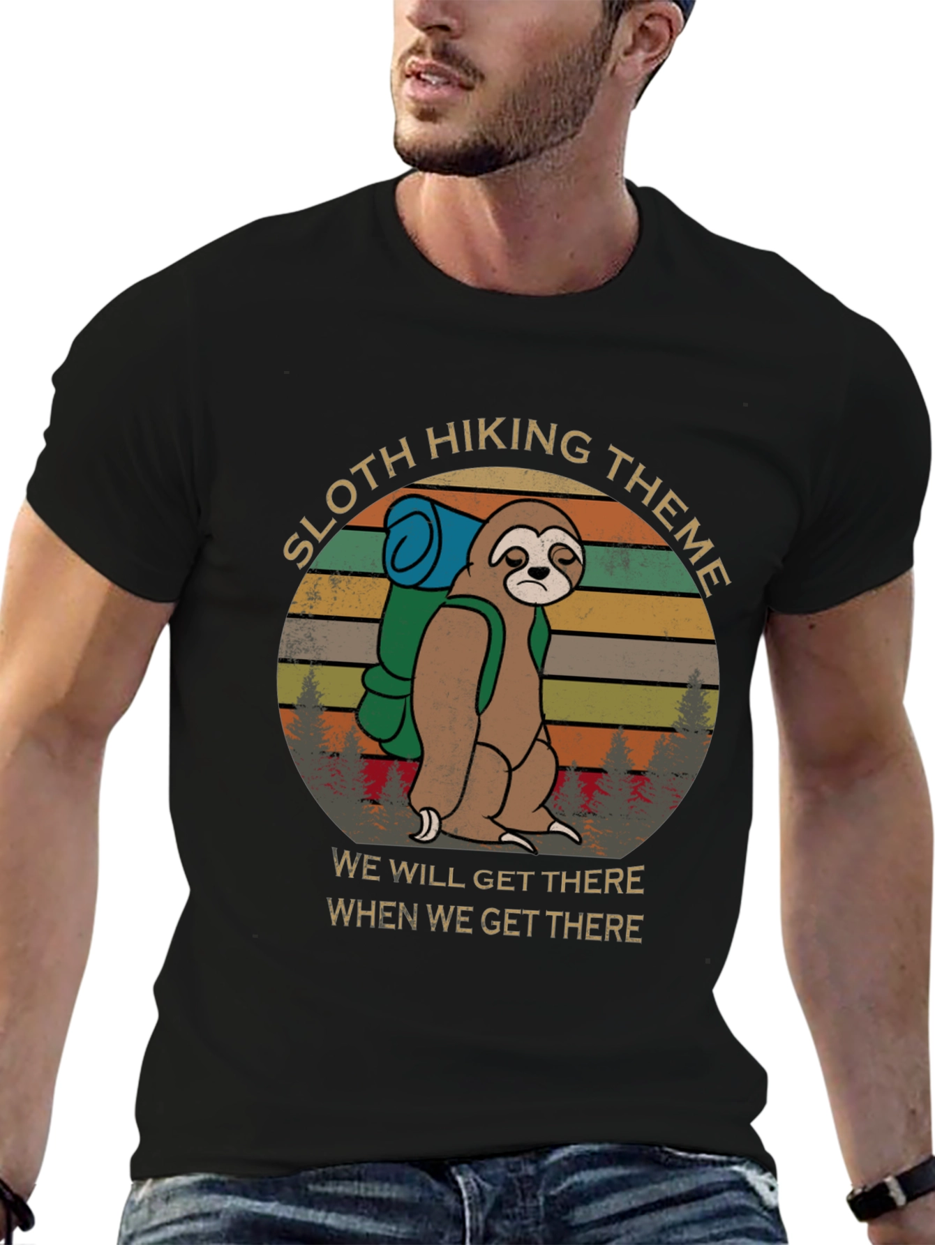 Sloth Hiking Theme T-Shirt - Well Get There