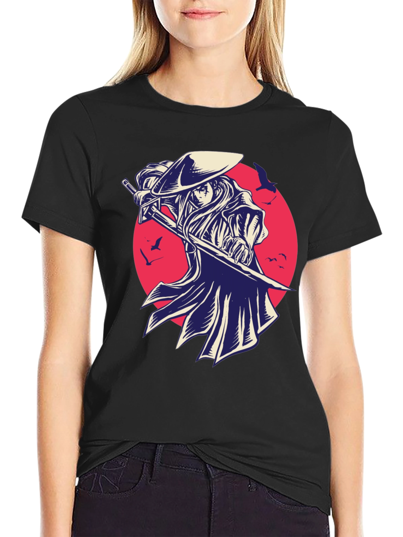 Samurai Graphic Tee - Black Cotton T-Shirt