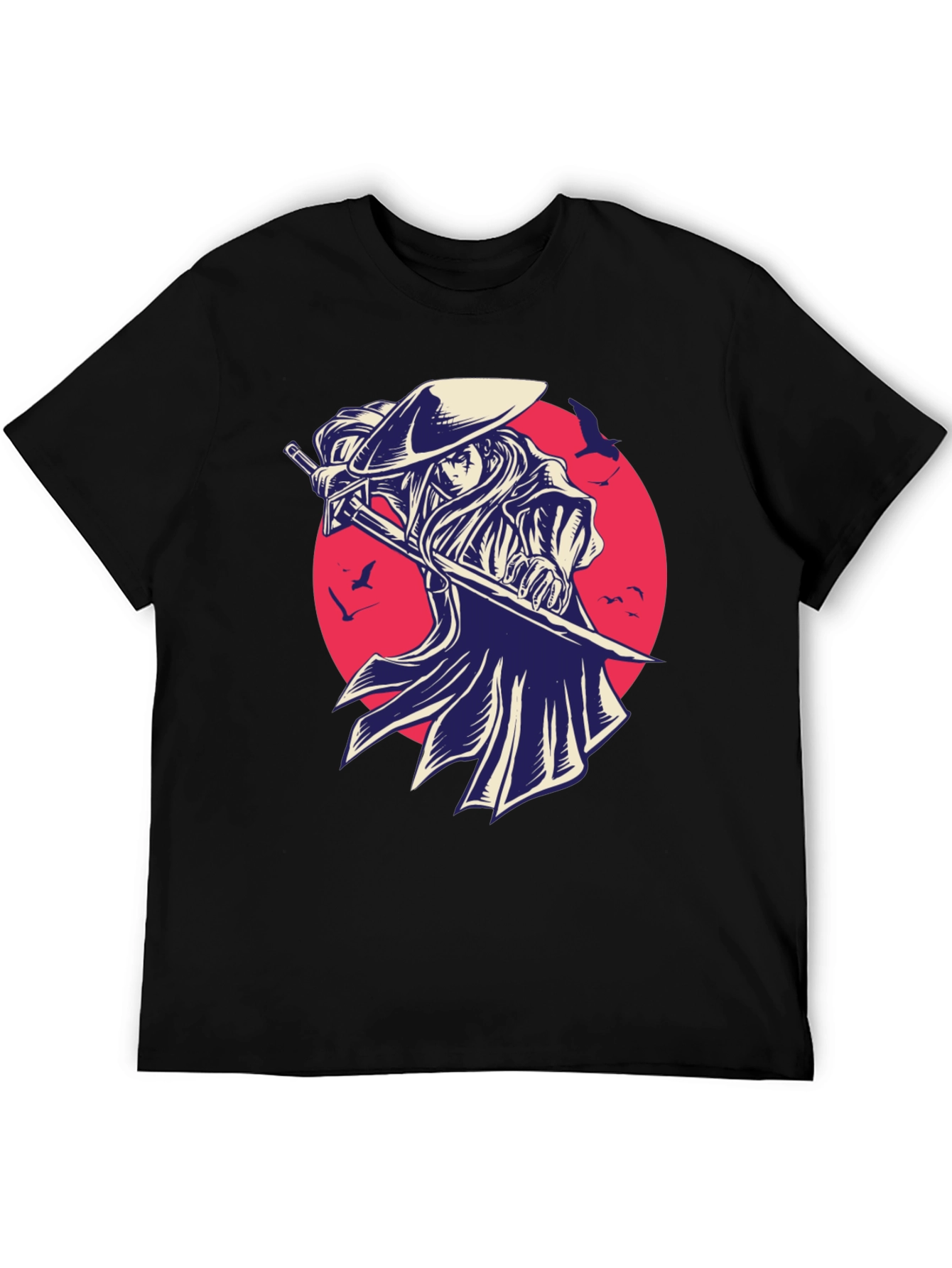 Samurai Graphic Tee - Black Cotton T-Shirt