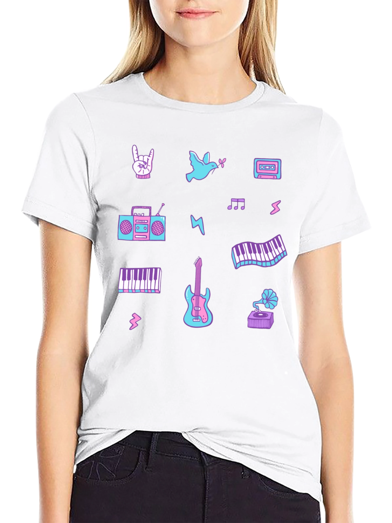 Retro Music Pattern T-Shirt
