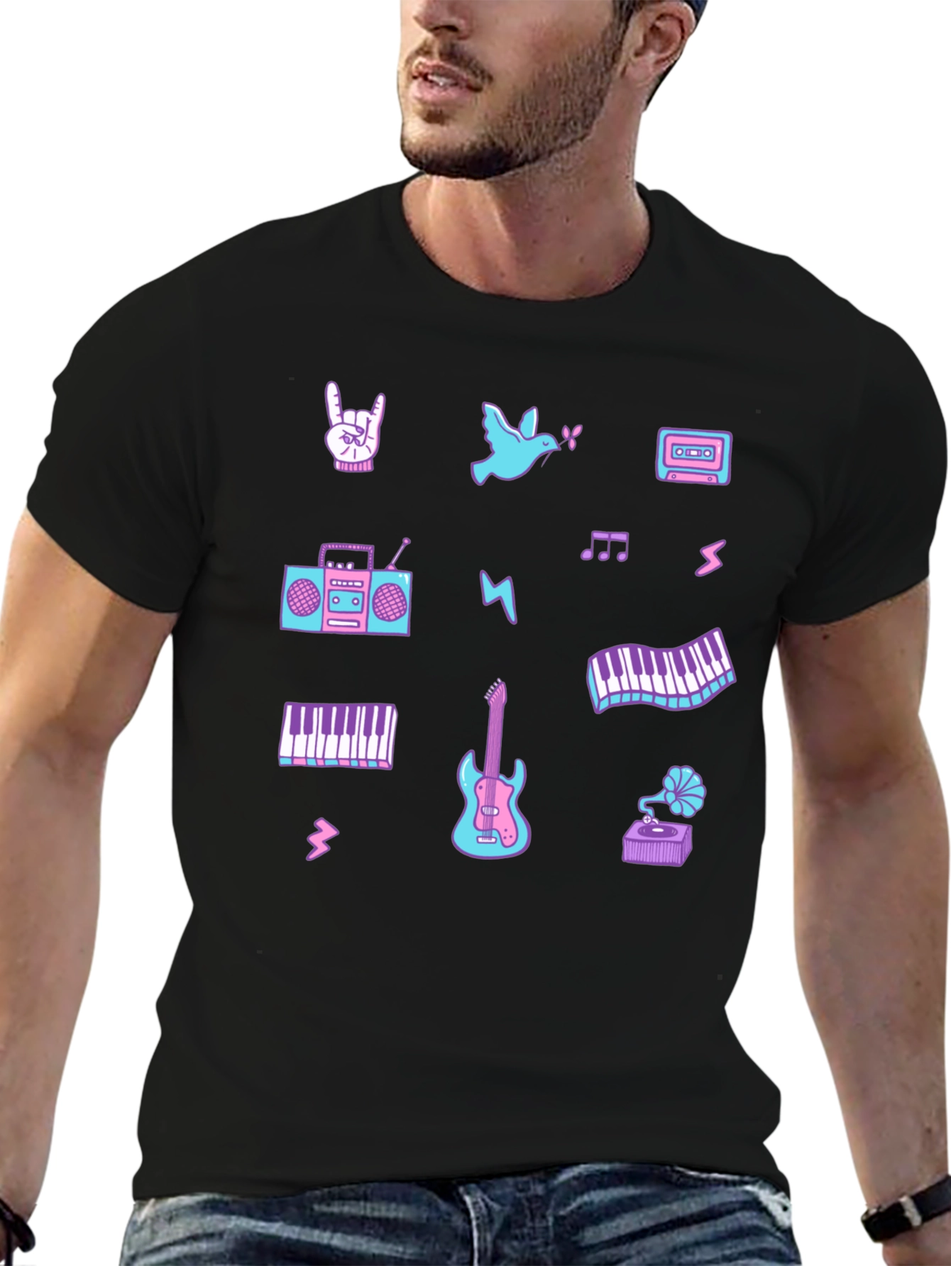 Retro Music Pattern T-Shirt