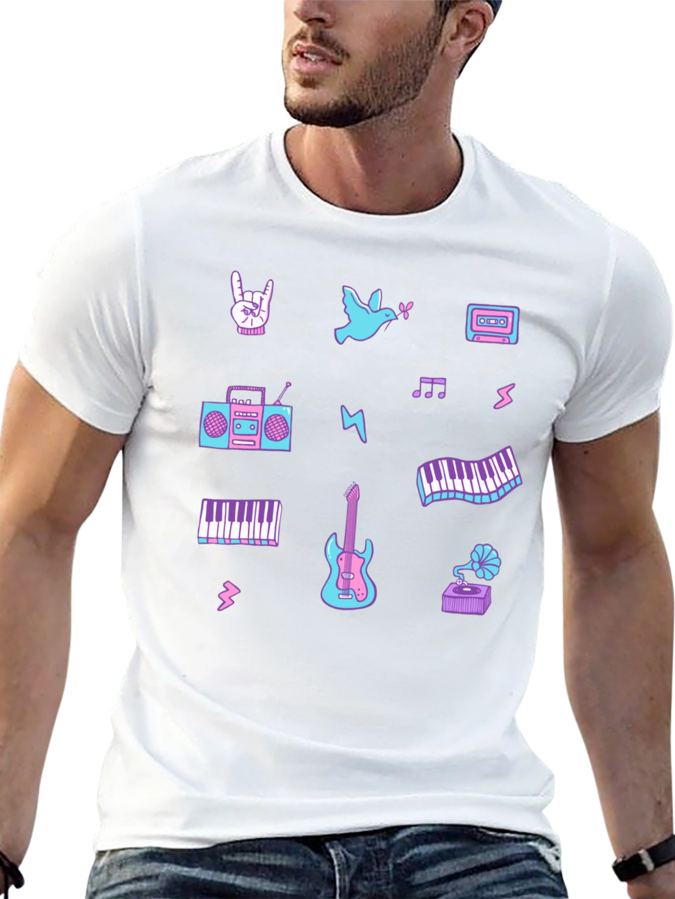Retro Music Pattern T-Shirt