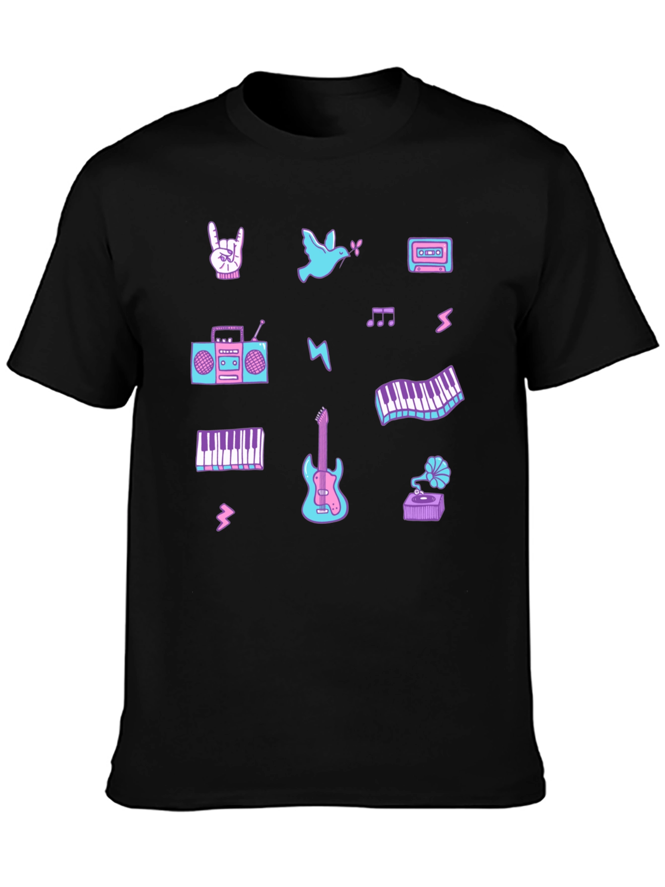 Retro Music Pattern T-Shirt