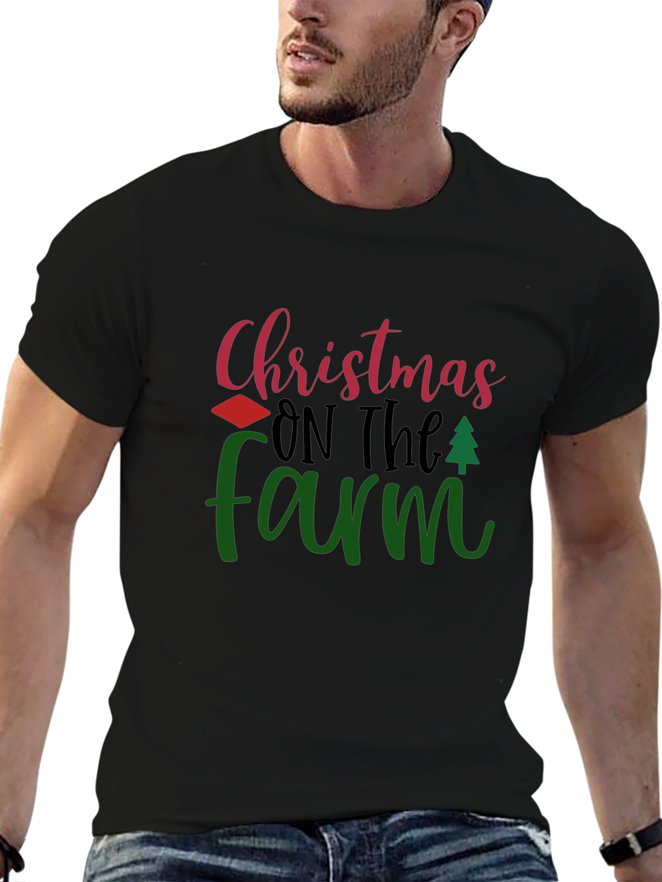 Christmas On The Farm Black T-Shirt