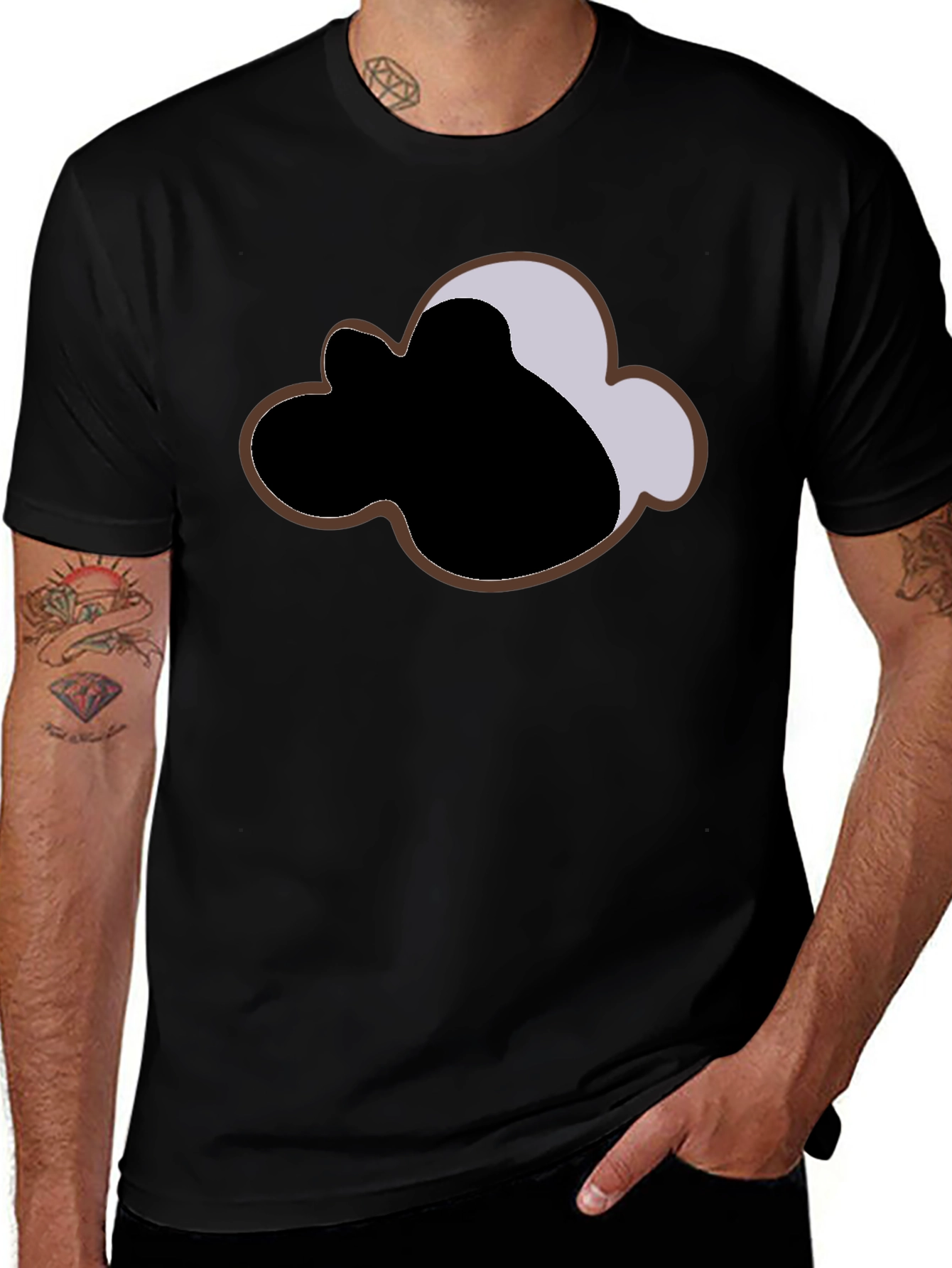 Modern Graphic Tee: Cloud Design Black