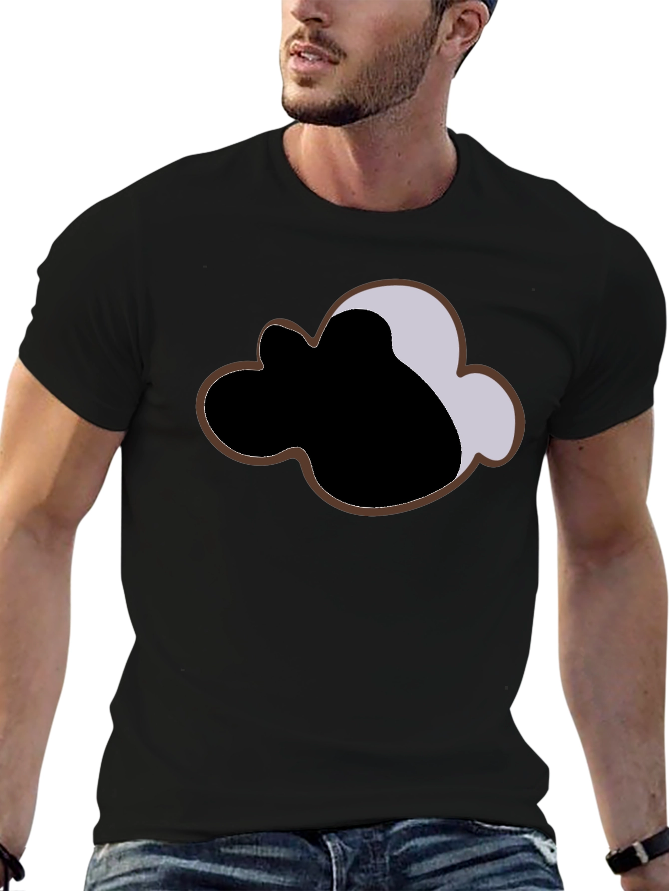 Modern Graphic Tee: Cloud Design Black