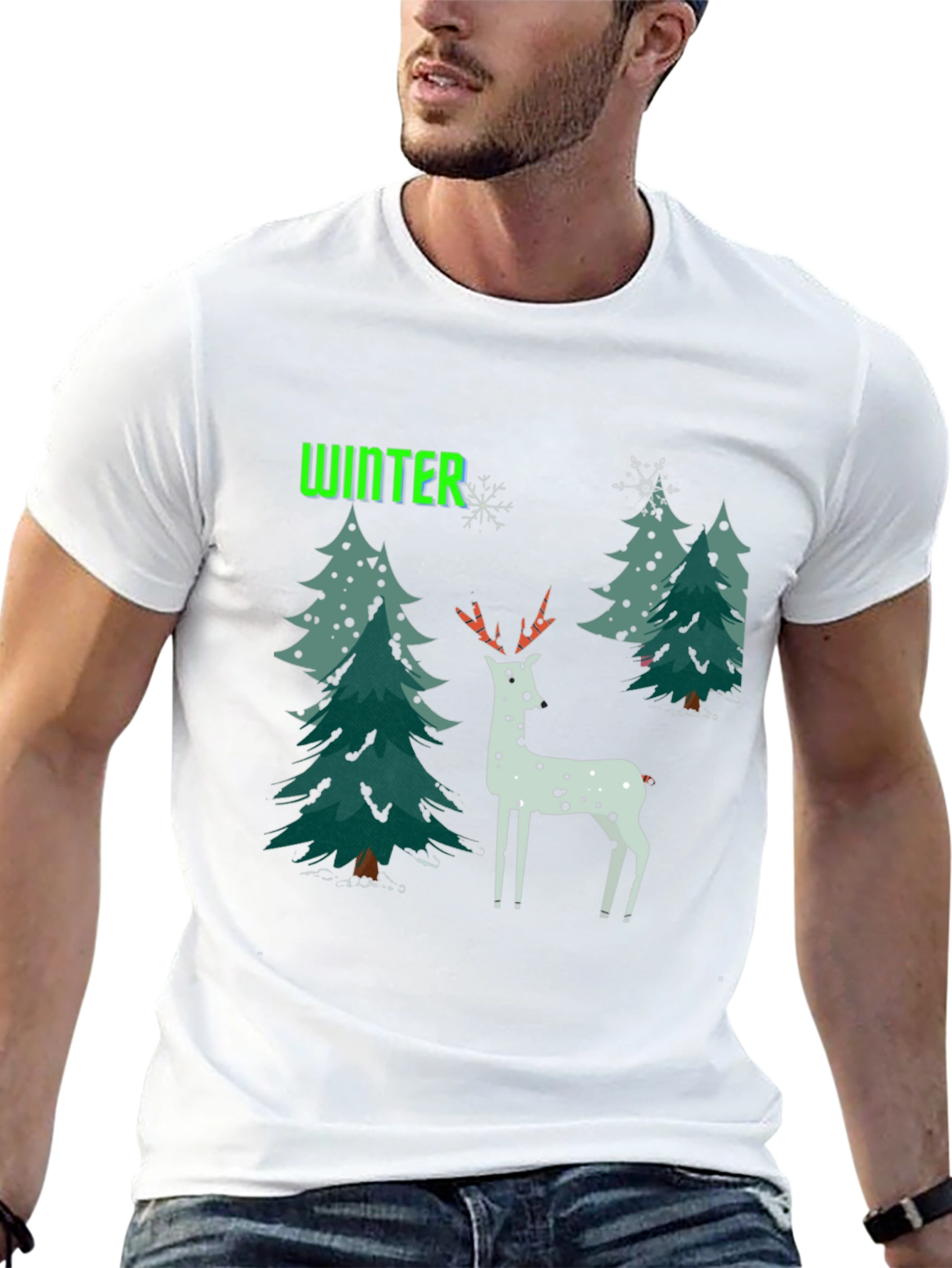 Winter Deer Christmas Graphic T-Shirt