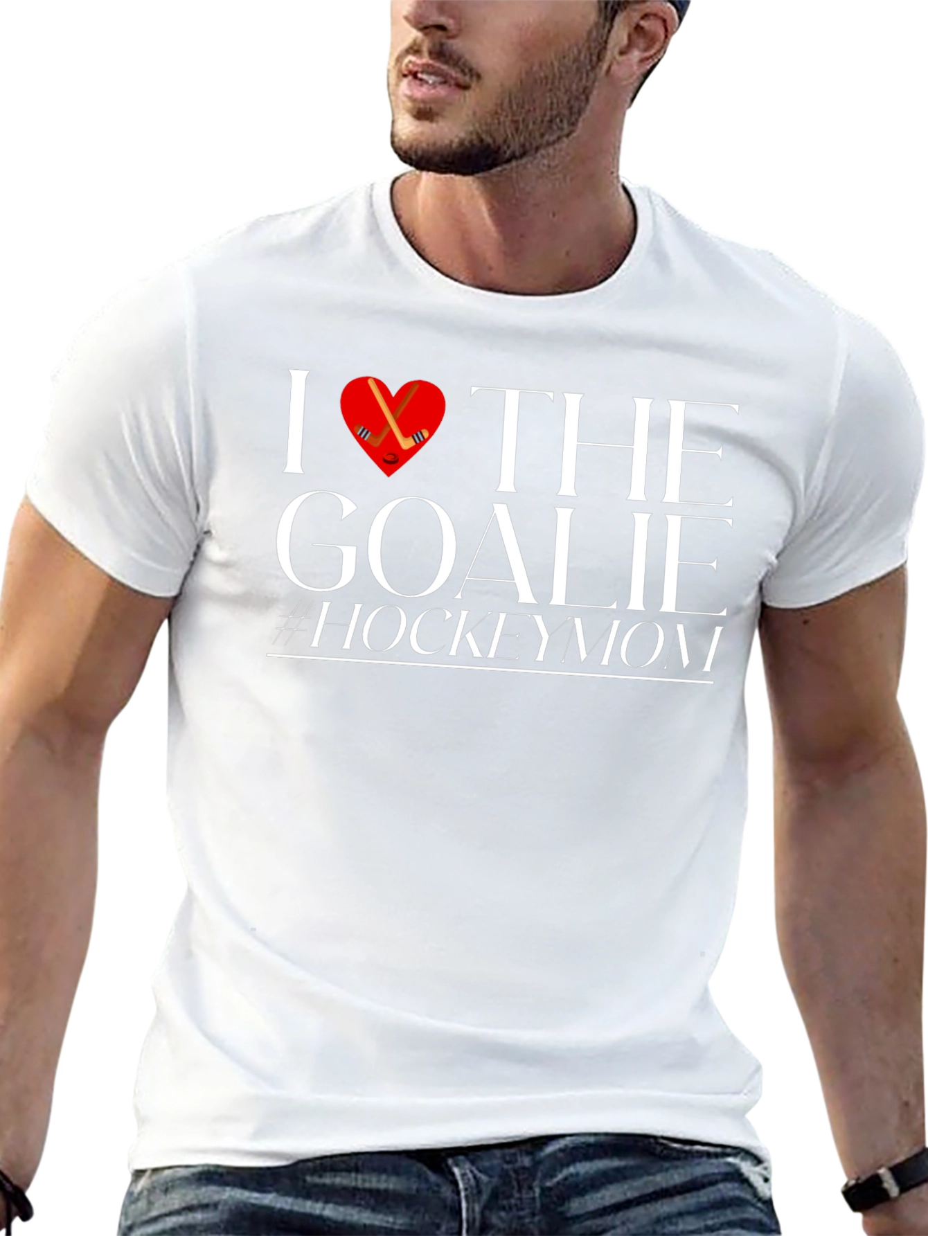 I Love the Goalie Hockey Mom Black T-Shirt