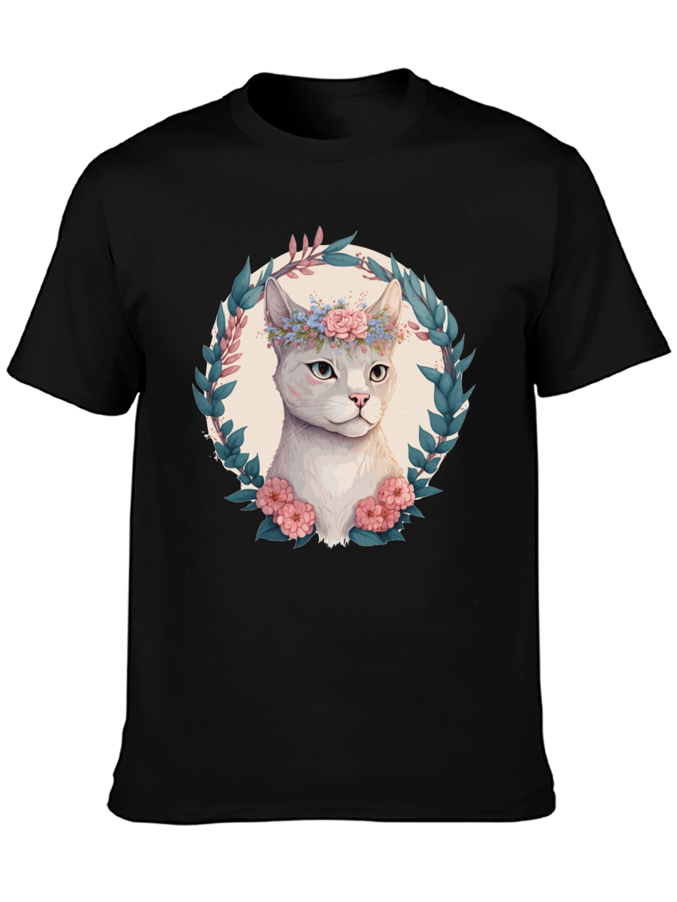 Floral Cat Graphic T-Shirt - Cute & Stylish