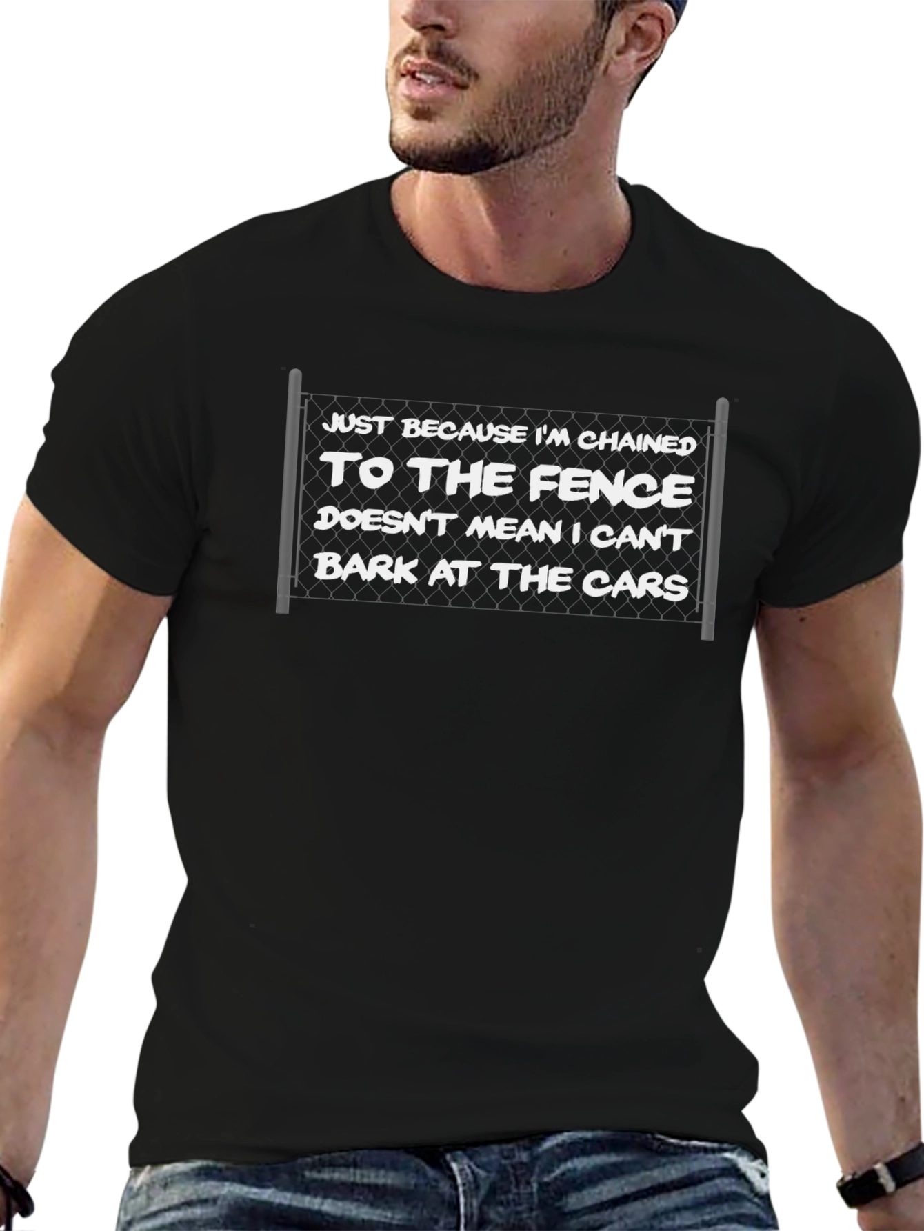 Chained to the Fence Funny T-Shirt