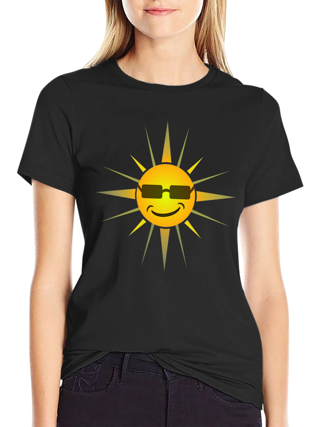 Cool Sun Graphic Tee - Black Cotton Shirt