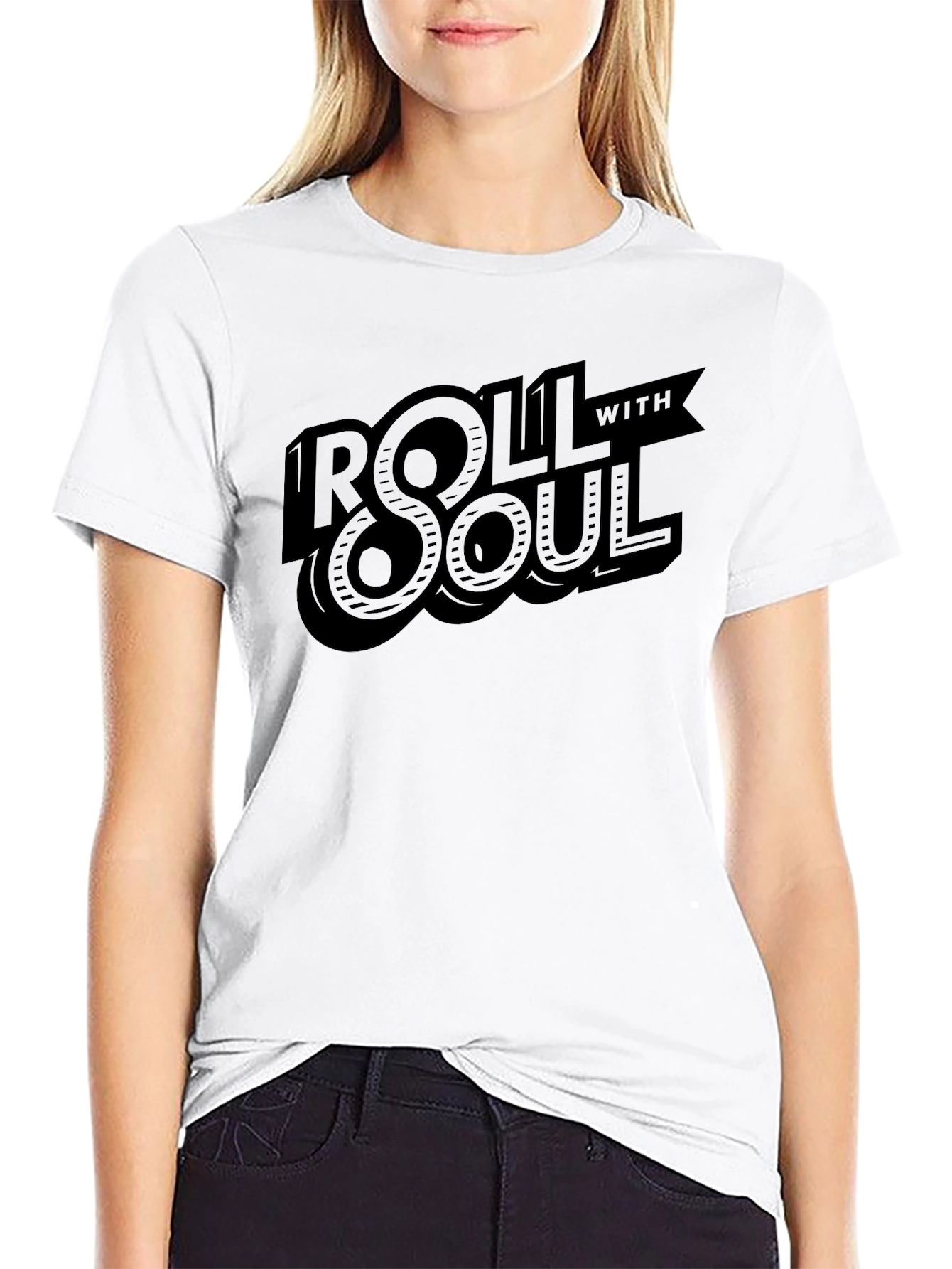 Roll With Soul Graphic Tee - Stylish Black T-Shirt