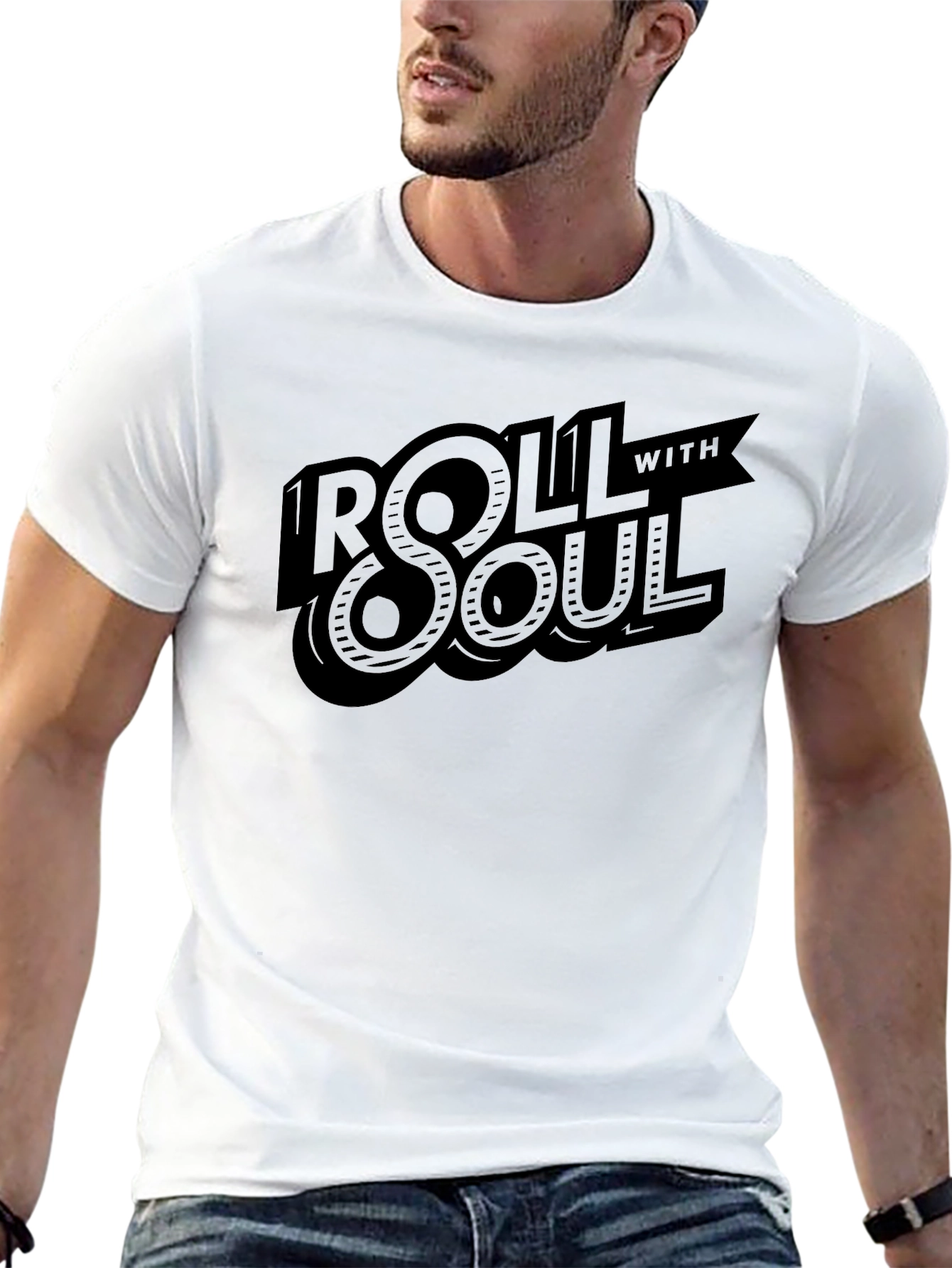 Roll With Soul Graphic Tee - Stylish Black T-Shirt