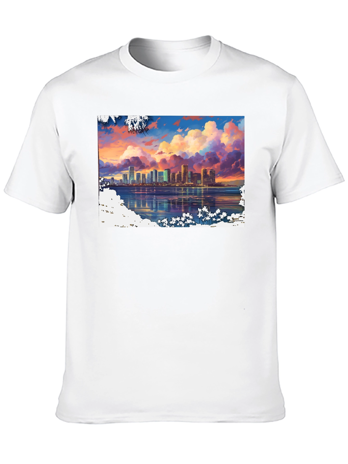 Cityscape Sunset Graphic Tee - Stylish Black T-Shirt