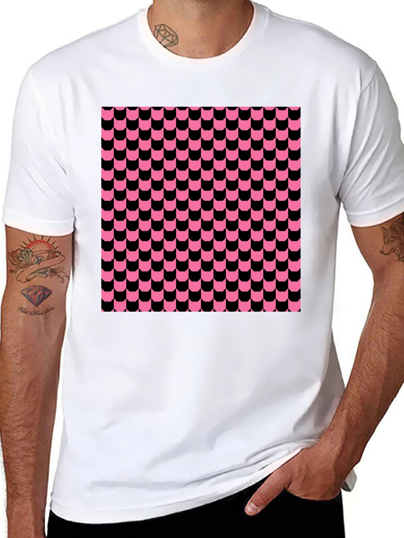 Funky Retro Patterned Black T-Shirt