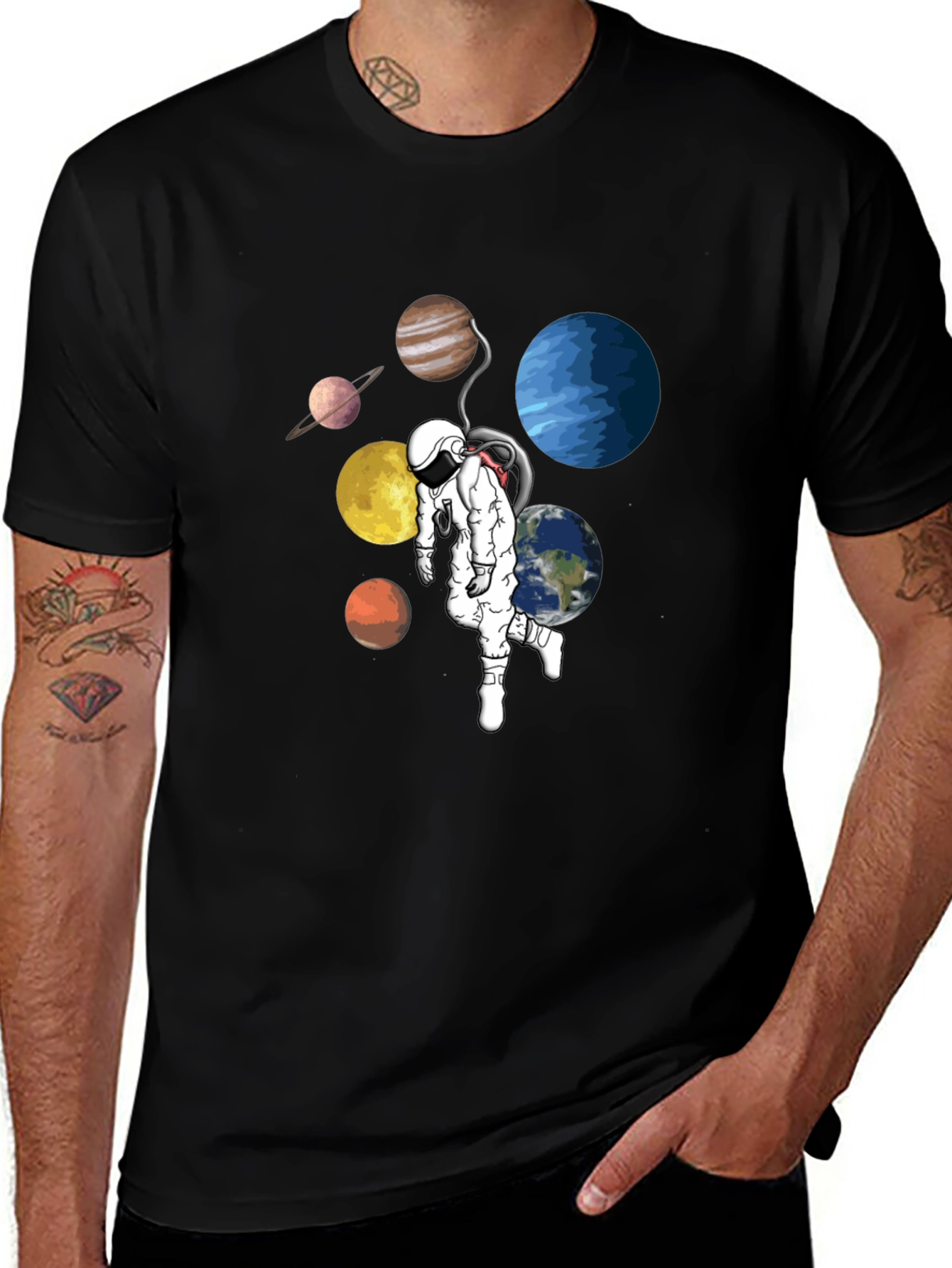 Planetary Astronaut Black T-Shirt