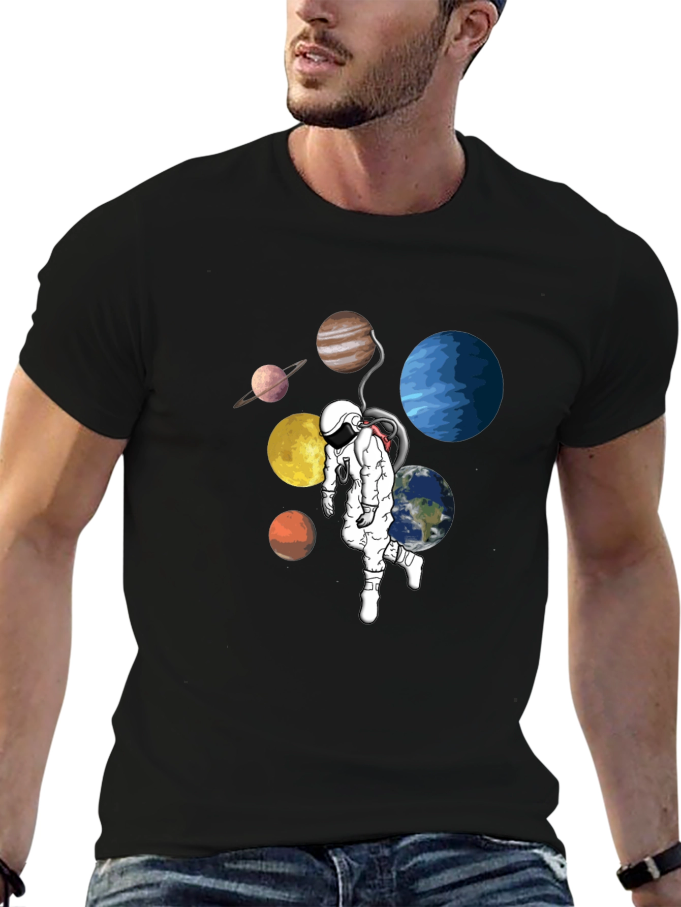 Planetary Astronaut Black T-Shirt