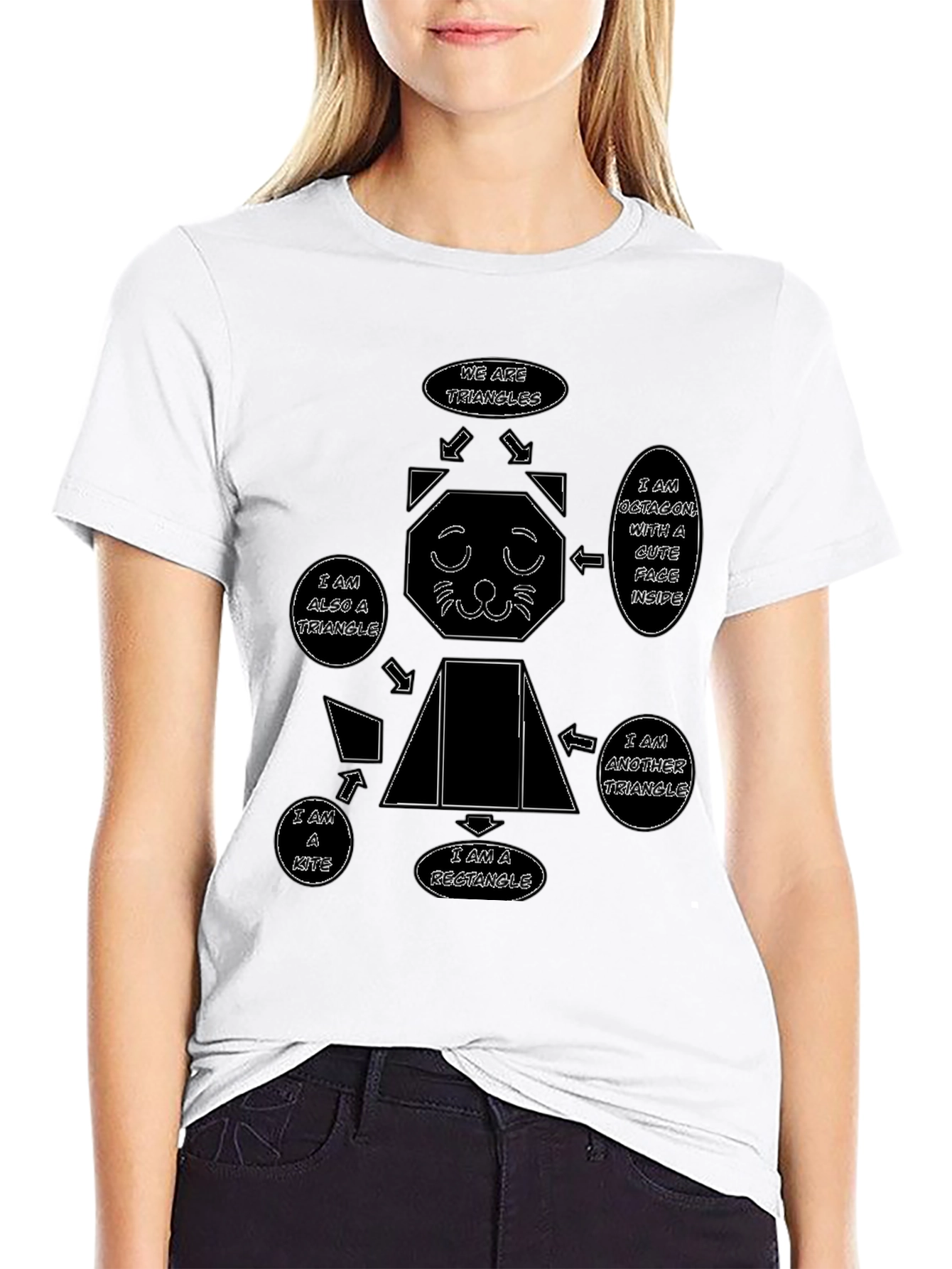 Geometric Cat T-Shirt - Unique Design