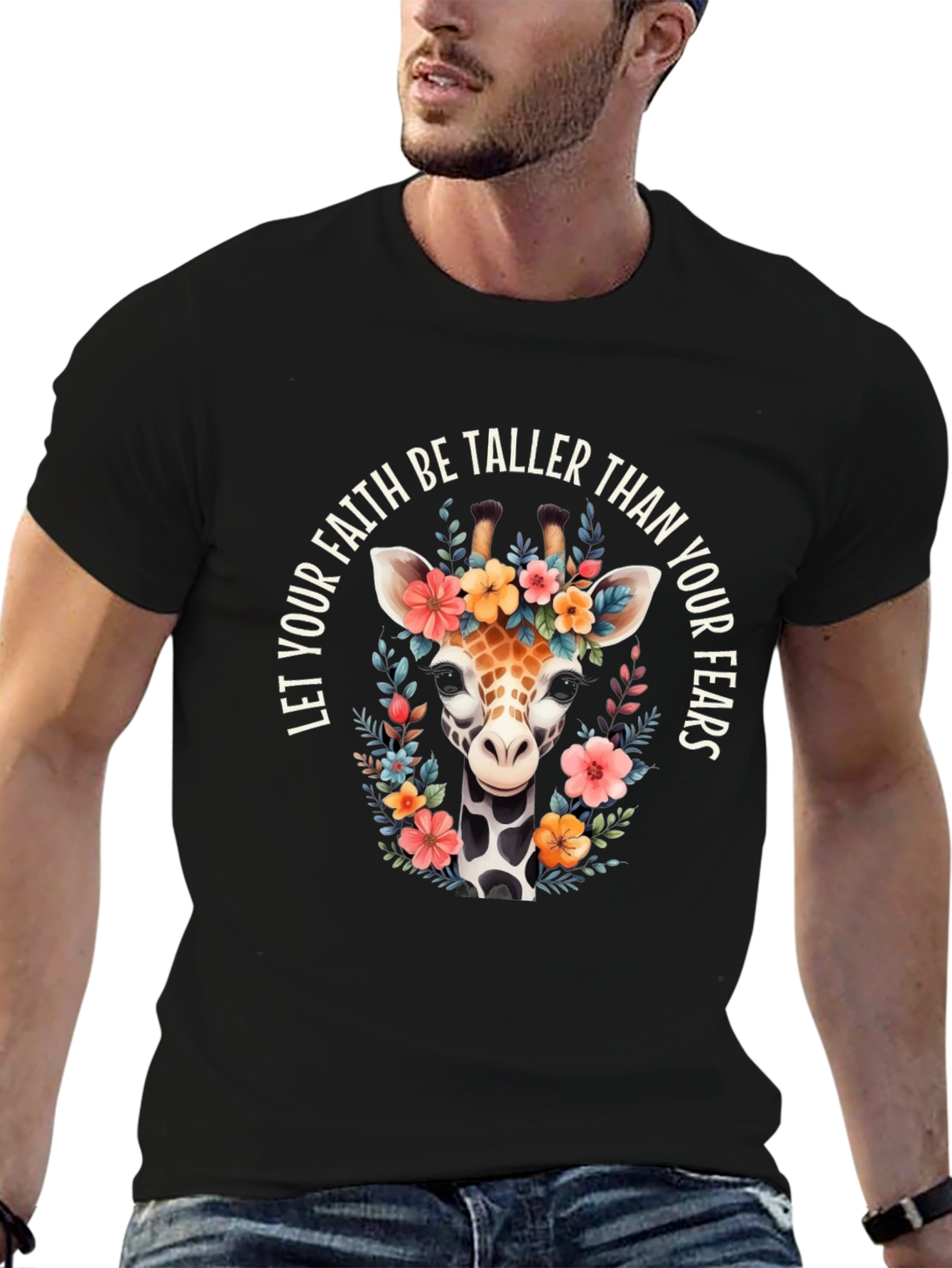 Floral Giraffe T-Shirt: Faith Over Fears