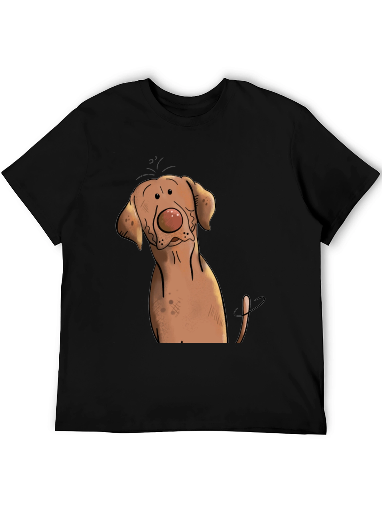 Funny Dog Graphic Tee - Black Cotton T-Shirt