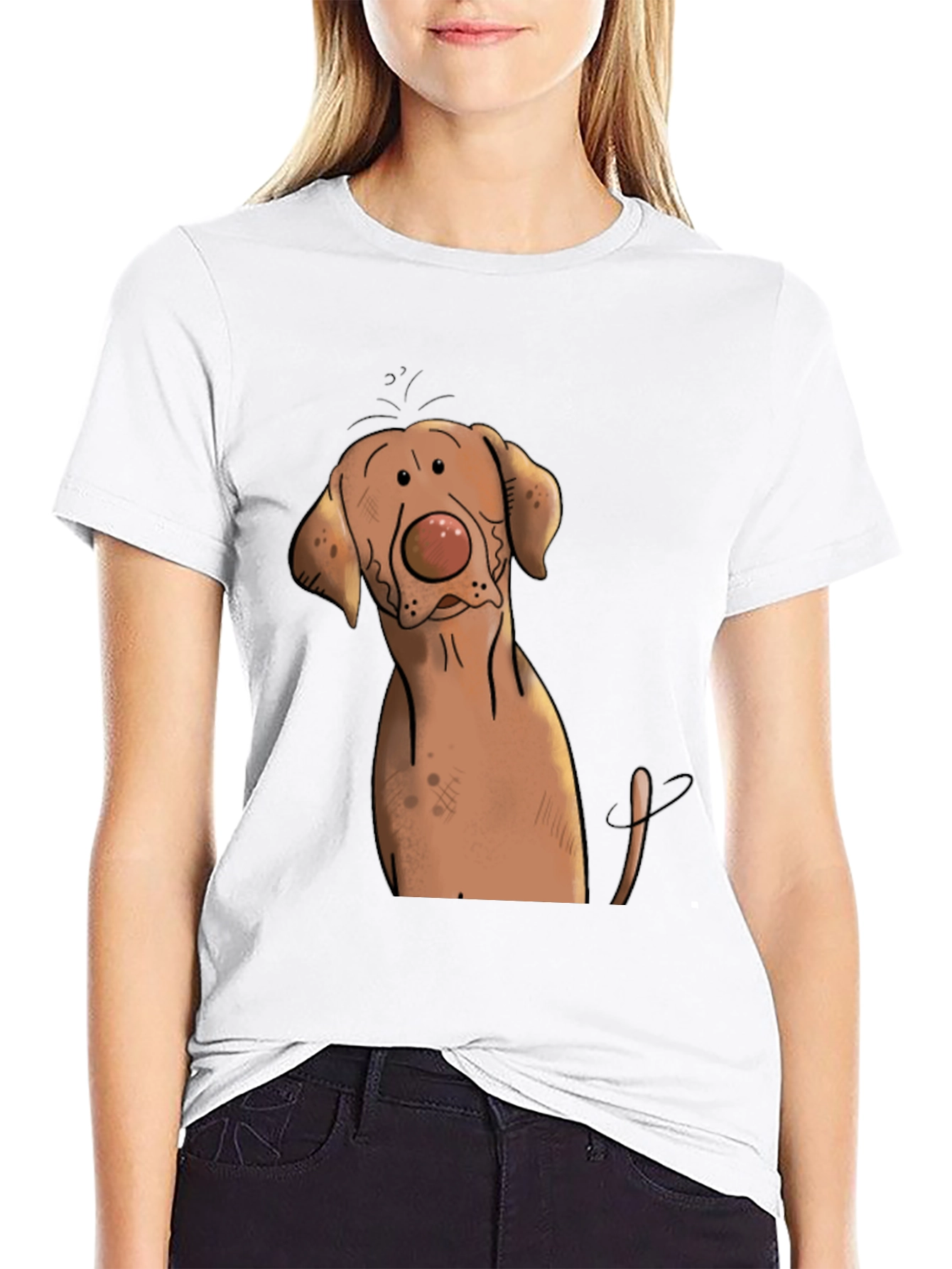 Funny Dog Graphic Tee - Black Cotton T-Shirt