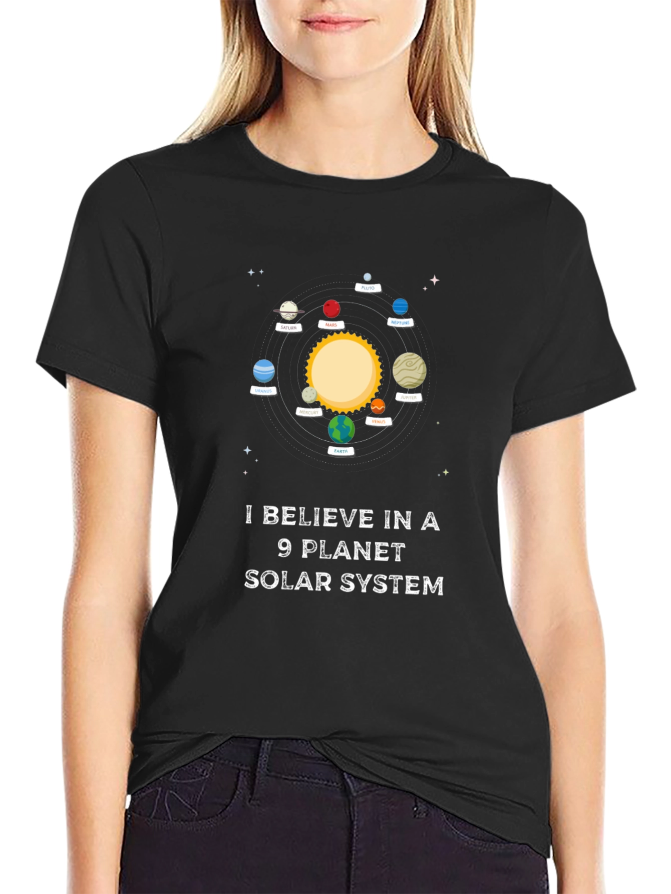 9 Planet Solar System Graphic Tee