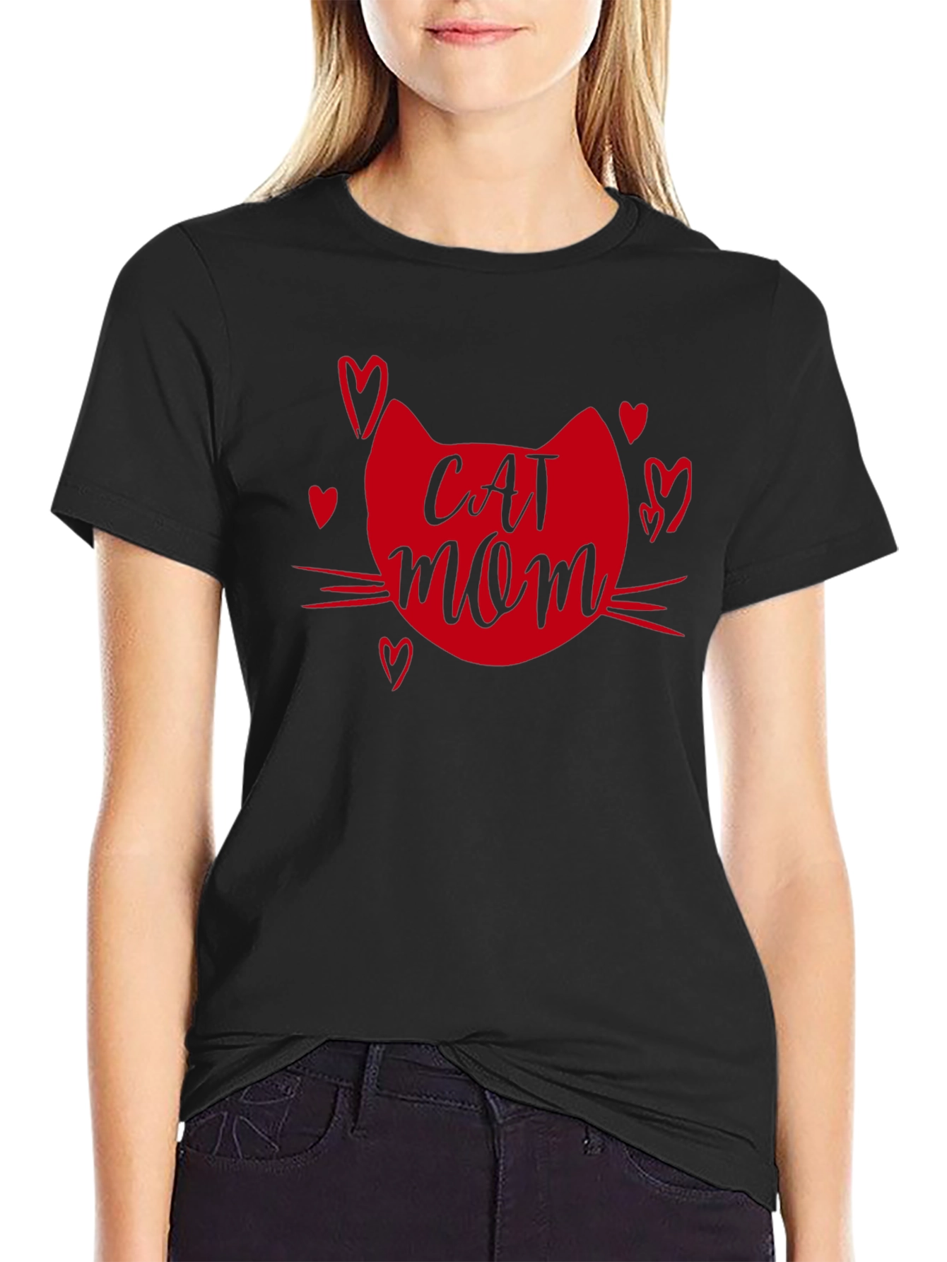 Cat Mom T-Shirt - Heart Graphic Tee