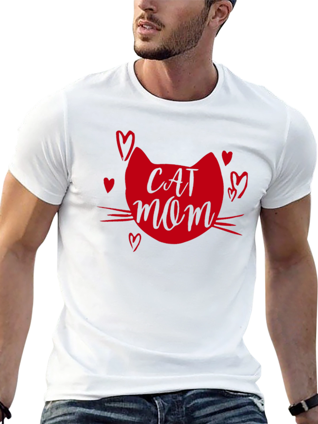 Cat Mom T-Shirt - Heart Graphic Tee