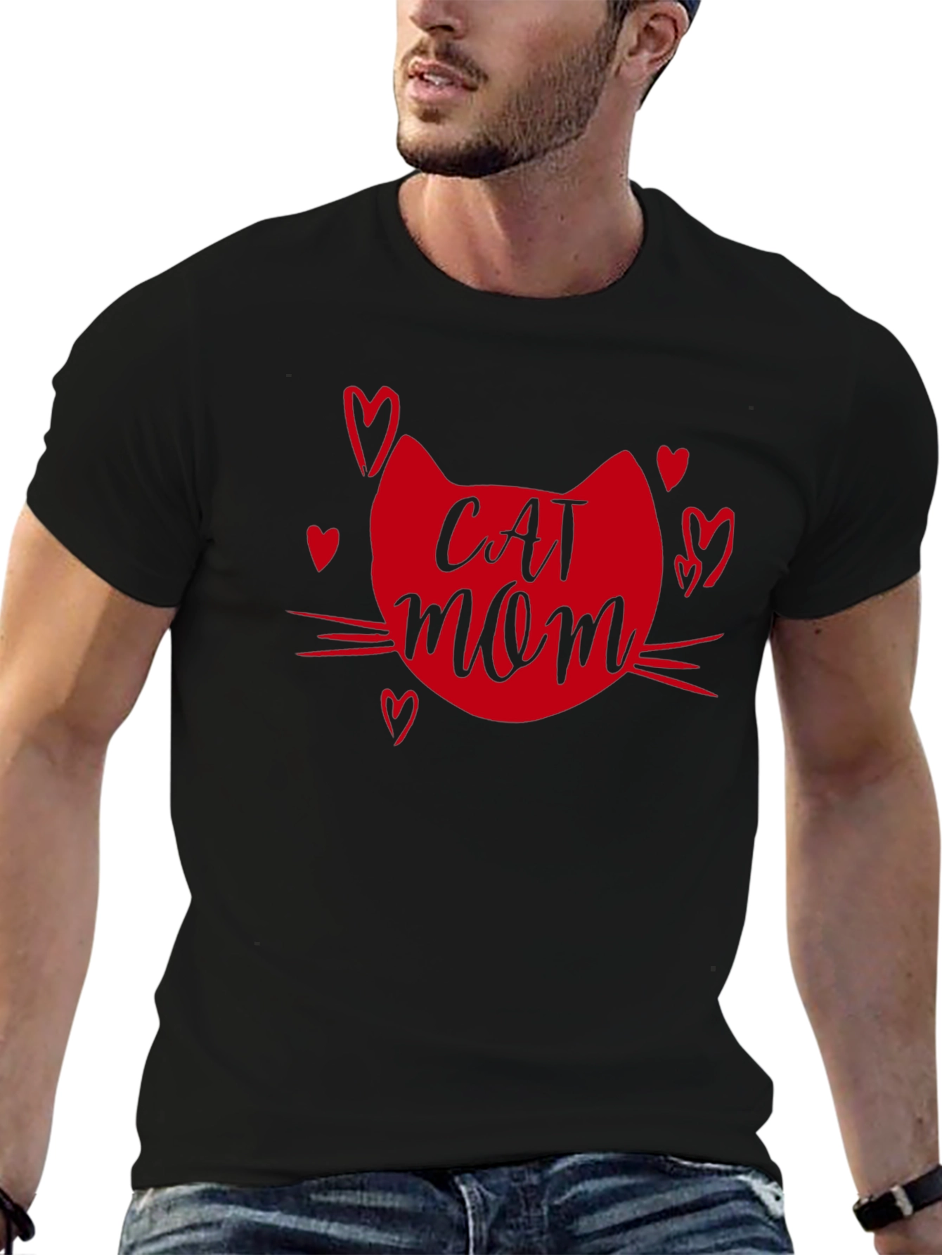 Cat Mom T-Shirt - Heart Graphic Tee