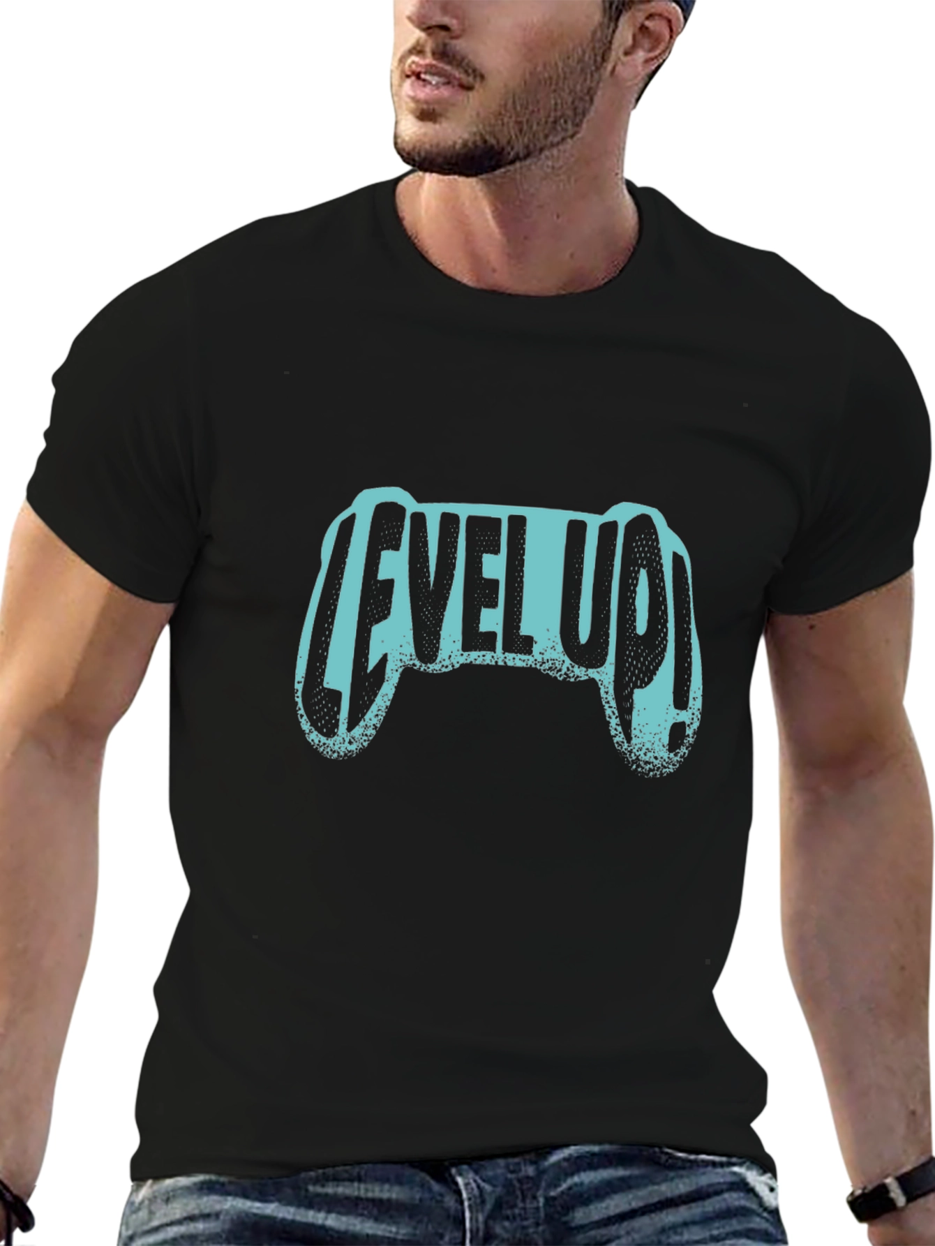Level Up Gaming Controller Black T-Shirt