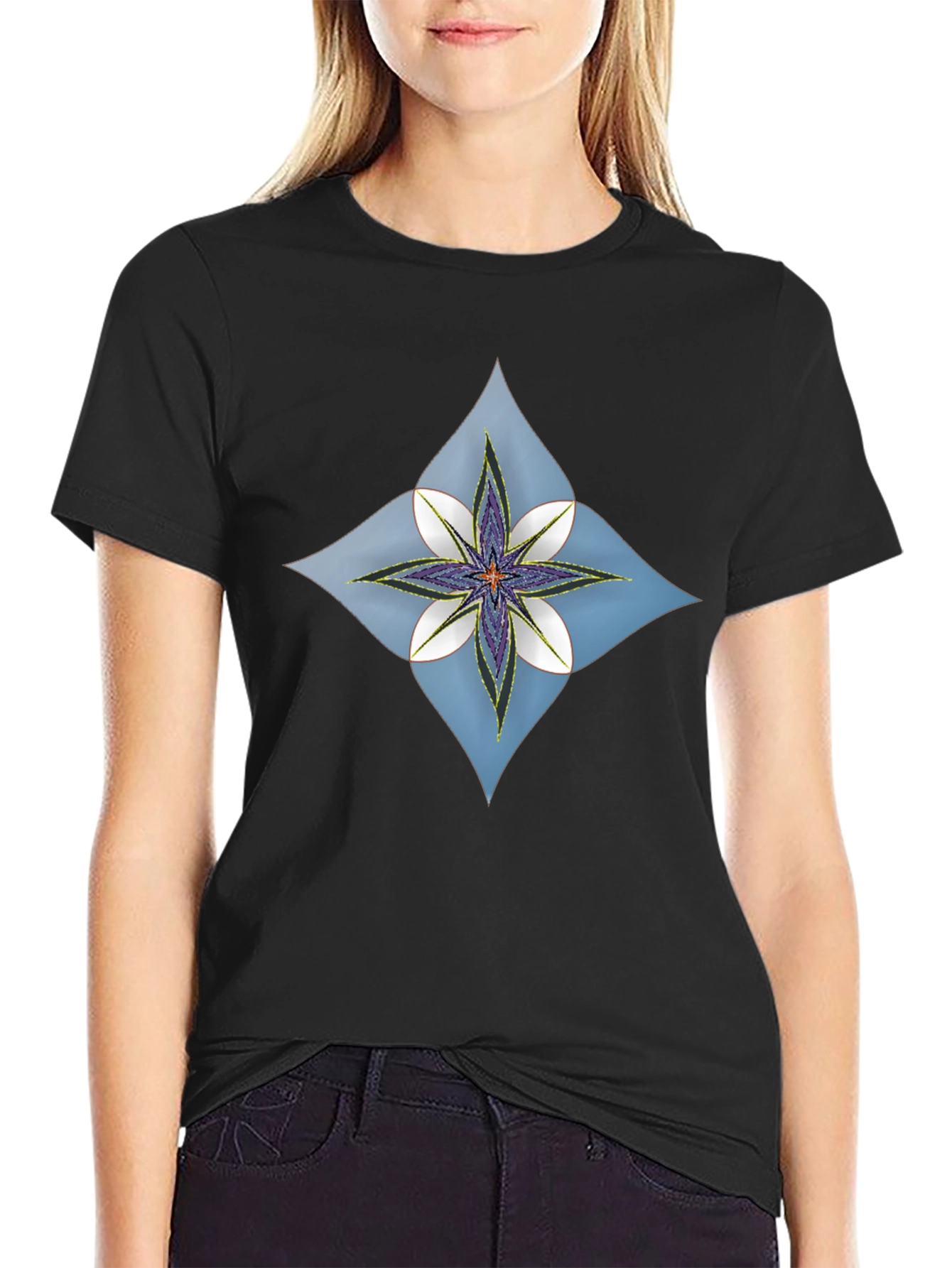 Floral Diamond Black T-Shirt