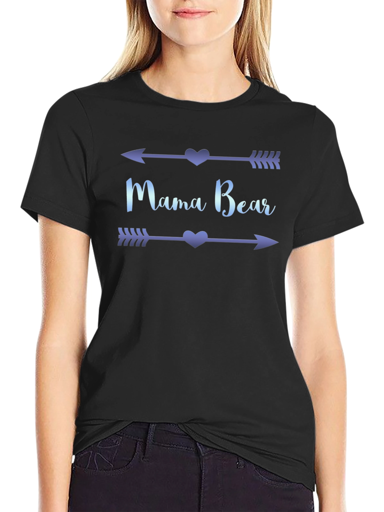 Mama Bear Arrow Heart T-Shirt - Black