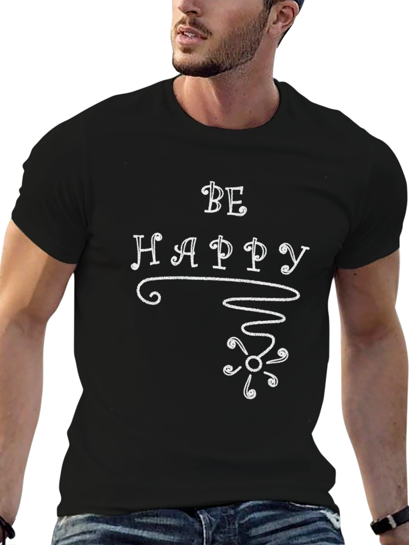Be Happy T-Shirt - Graphic Print Tee