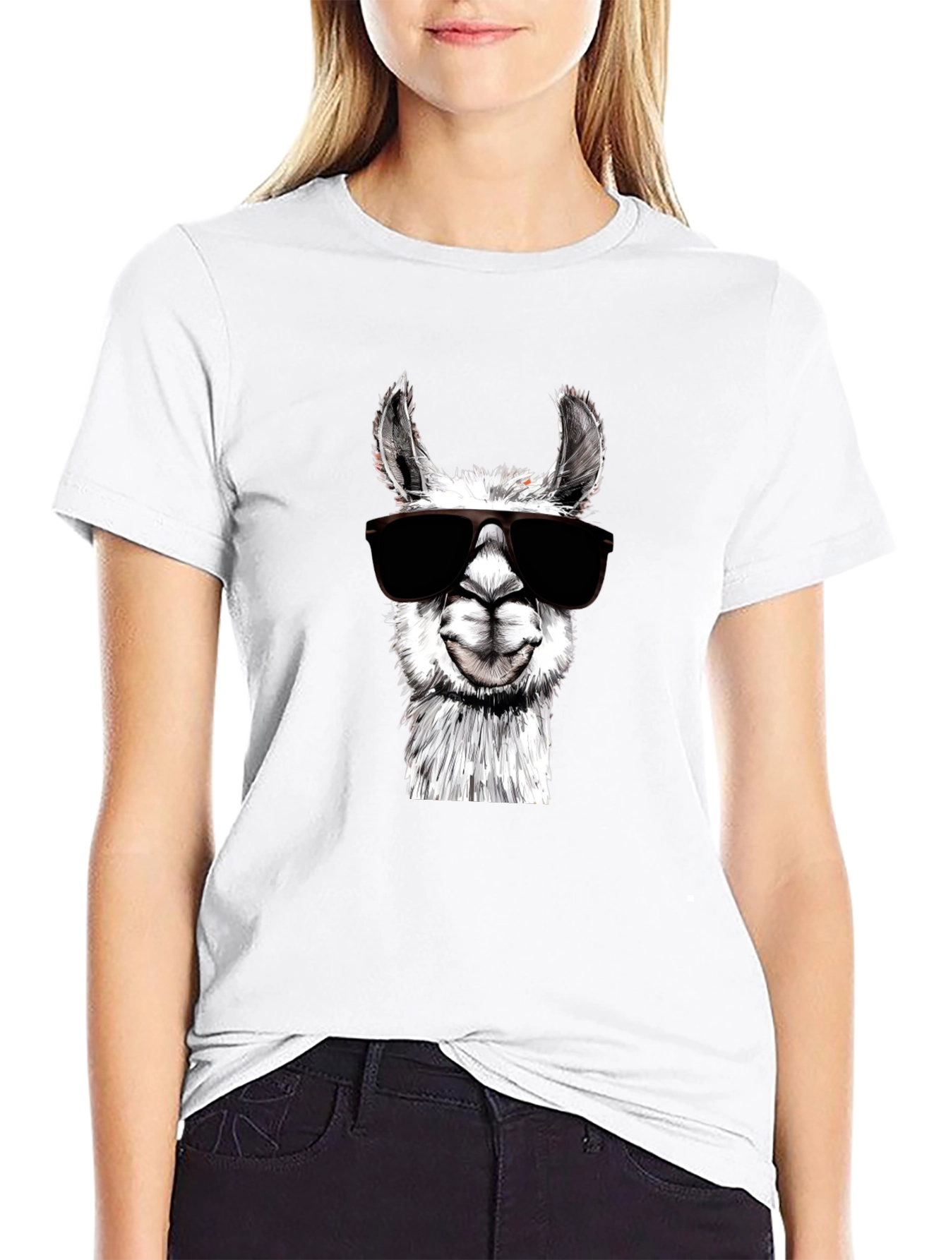 Cool Llama Graphic Tee - Black Cotton Shirt