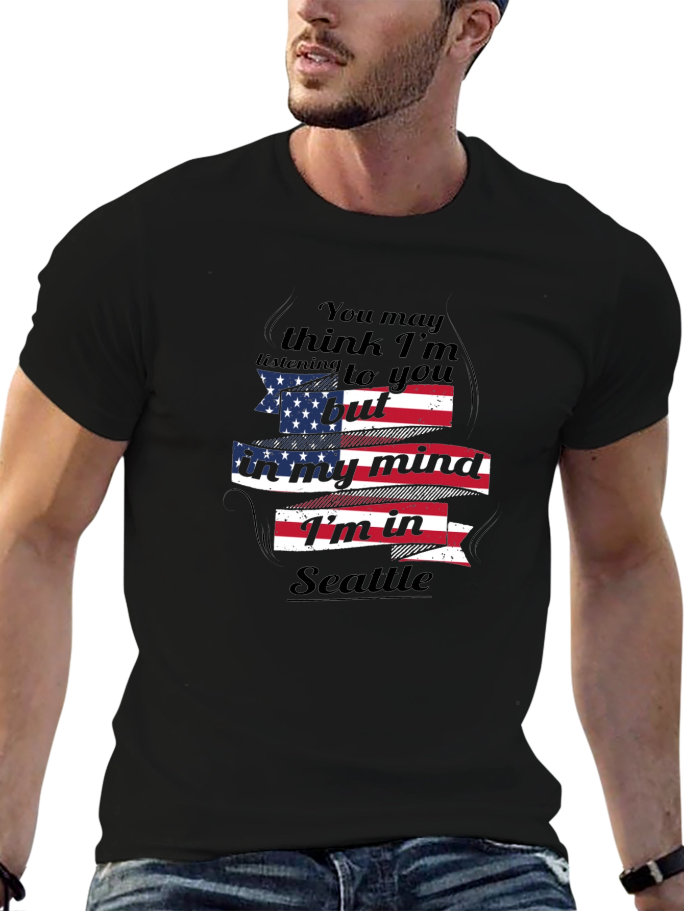 Seattle Mind USA Flag Graphic T-Shirt